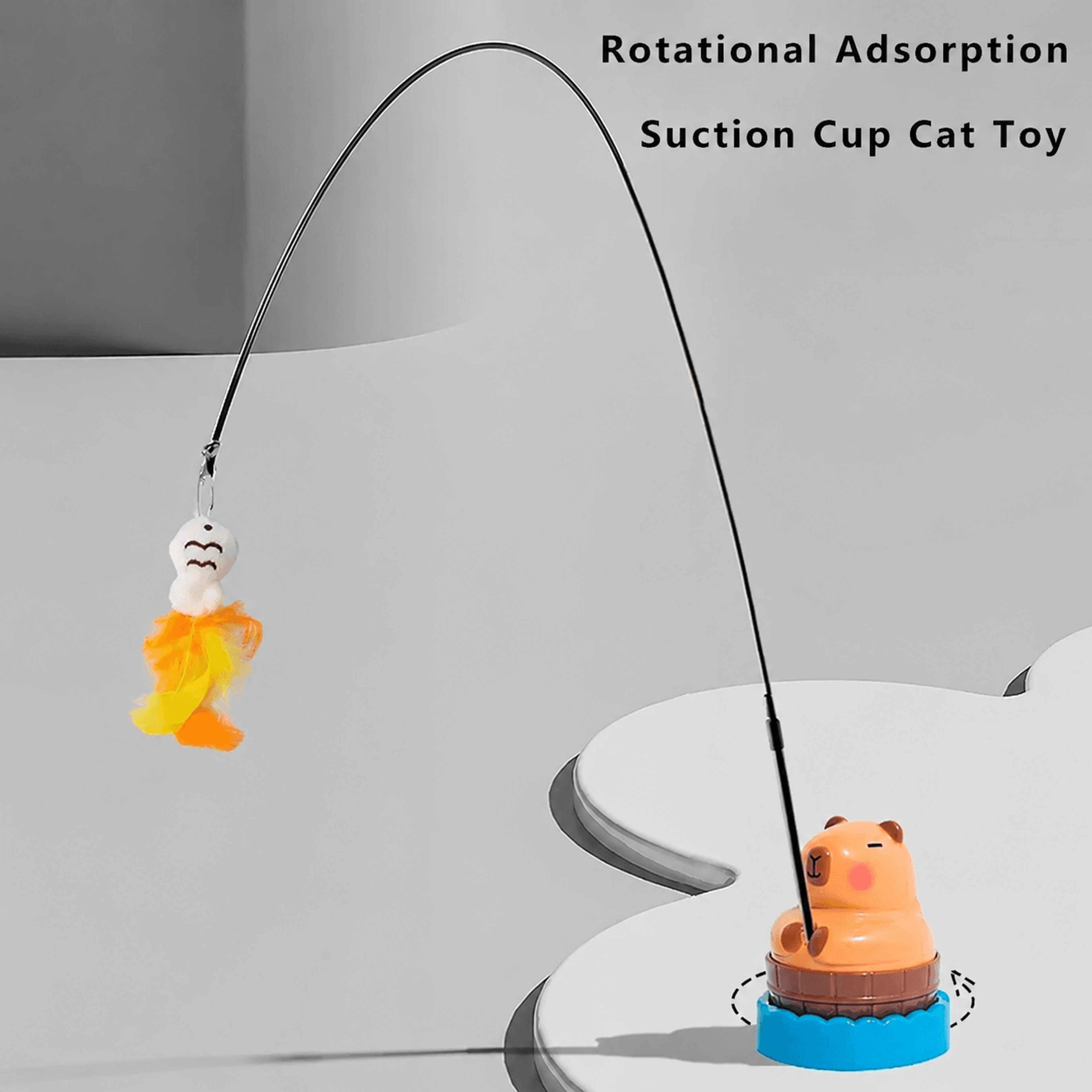 Capybara Bird Teaser Wand Cat Toy  Interactive Bell Stick Toy For Kittens  Indoor Cats 0