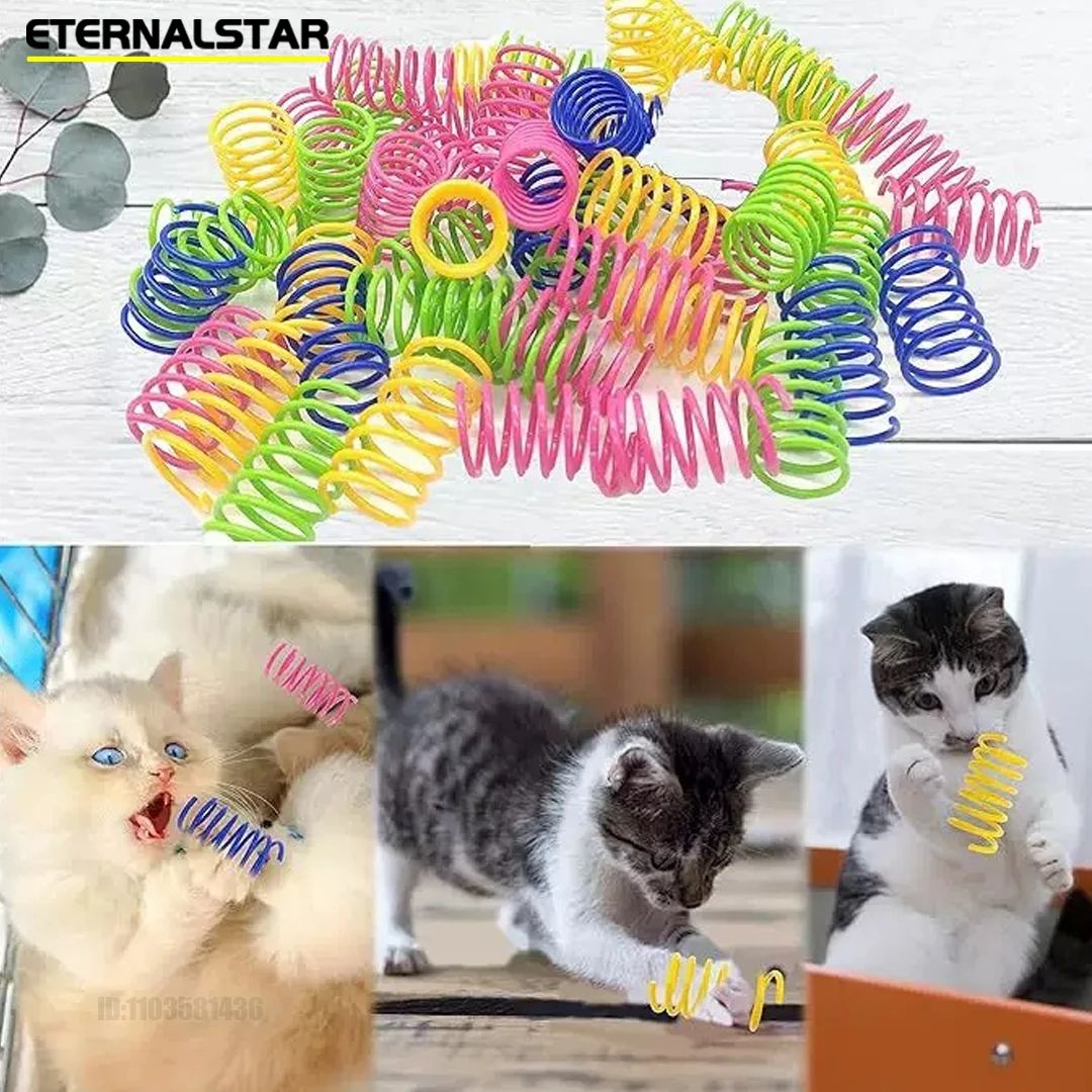 Colorful Interactive Cat Spring Toy Set  Durable Plastic Coil Toys For Indoor Cats Hunting Chasing