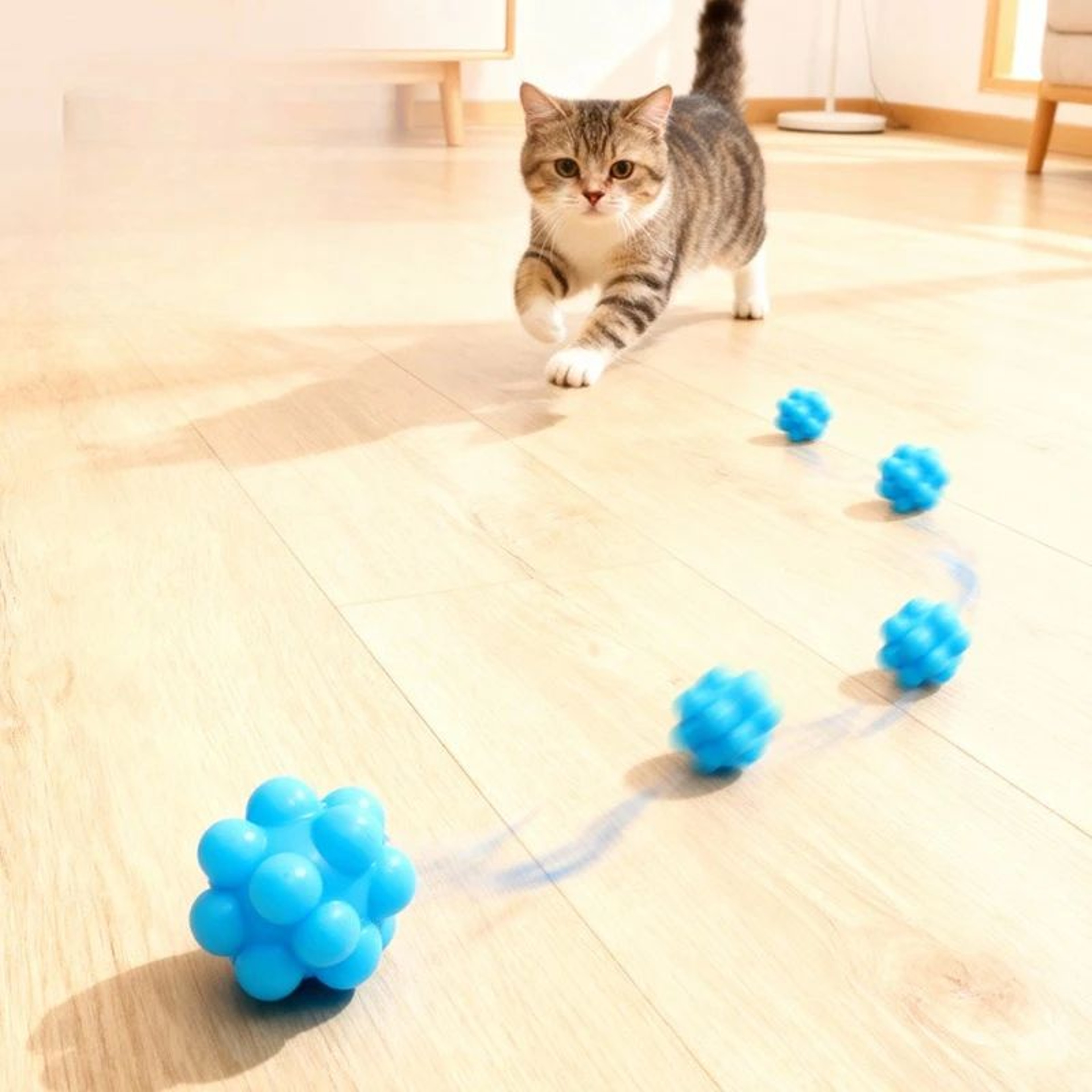 Interactive Silicone Cat Chew Ball  High Elasticity Bouncy BiteResistant Teeth Cleaning Toy 2