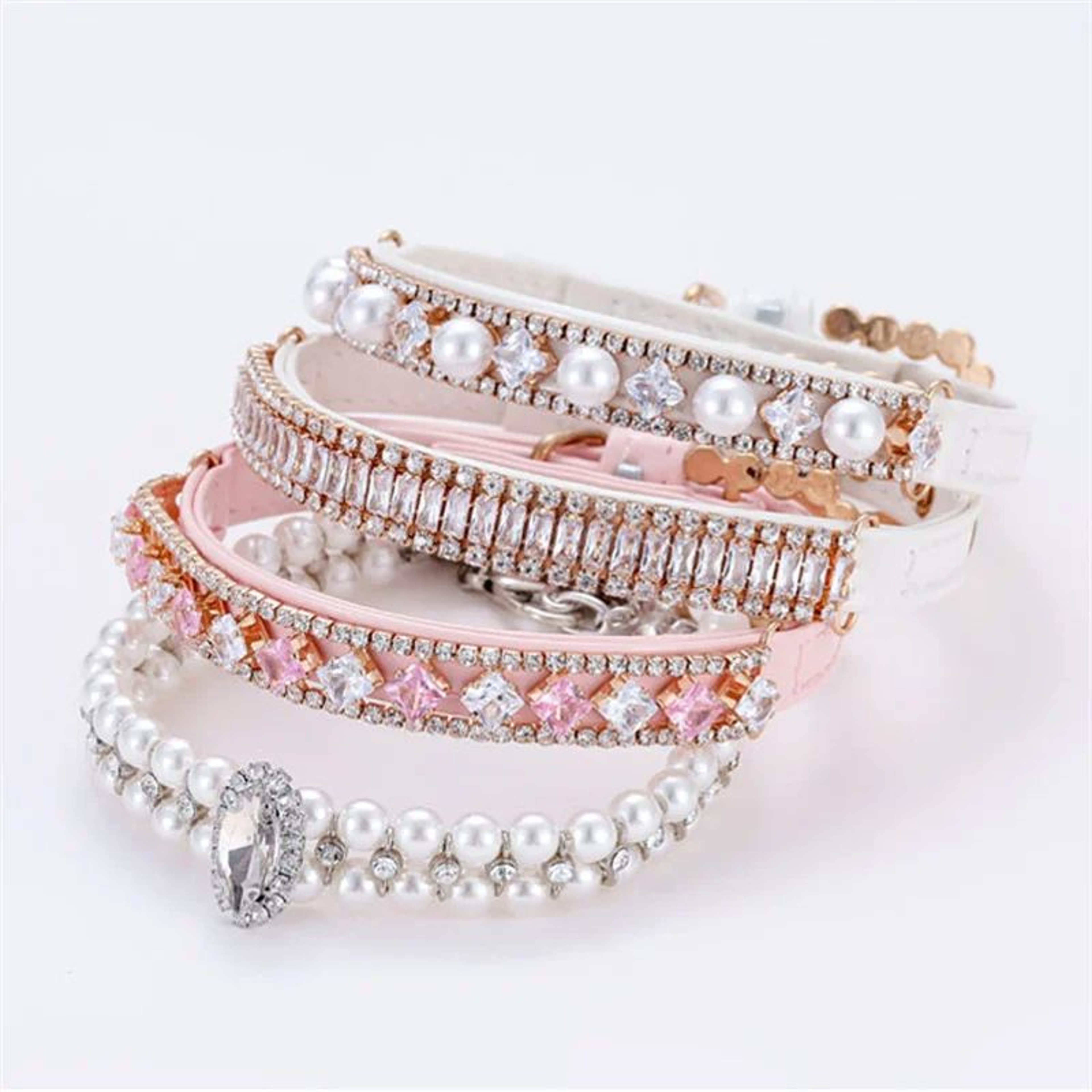 Luxury Pearl Cat Collar Necklace  Adjustable Rhinestone Pet Collar With Ribbon For Cats Puppies  Ra 3