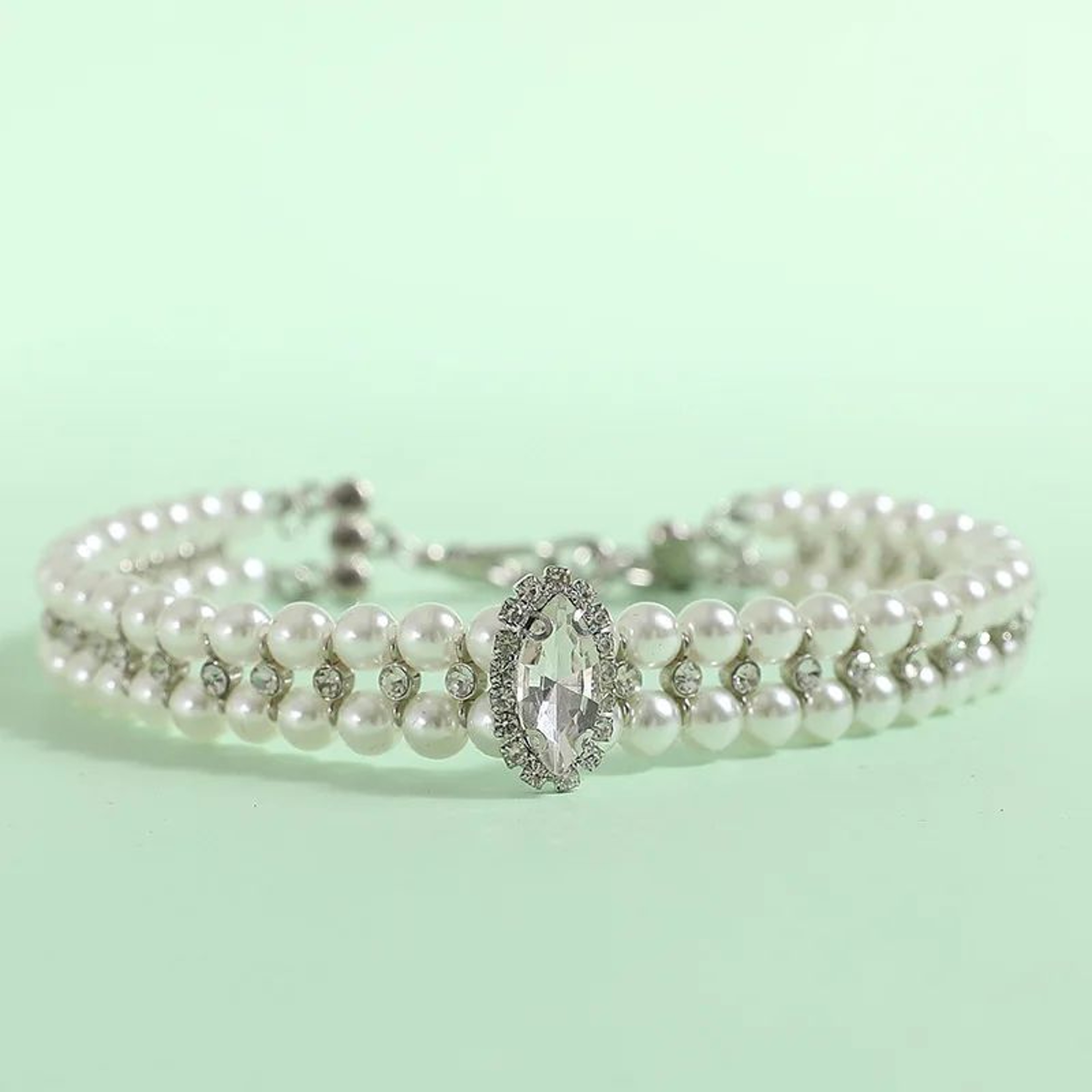 Luxury Pearl Cat Collar Necklace  Adjustable Rhinestone Pet Collar With Ribbon For Cats Puppies  Ra 6