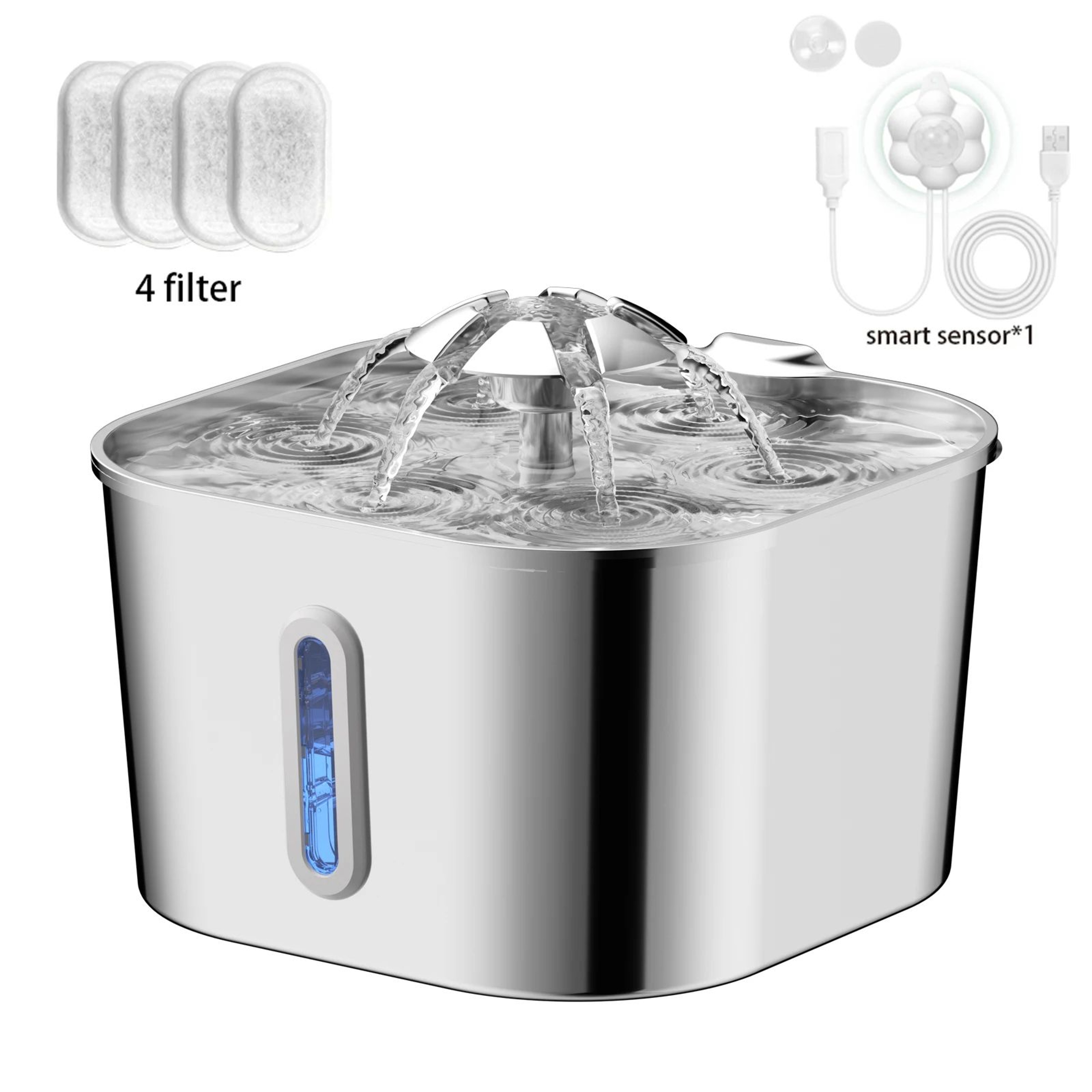 Stainless Steel Automatic Cat Water Fountain  Quiet Circulating Pet Water Dispenser With Filter  Vi 7
