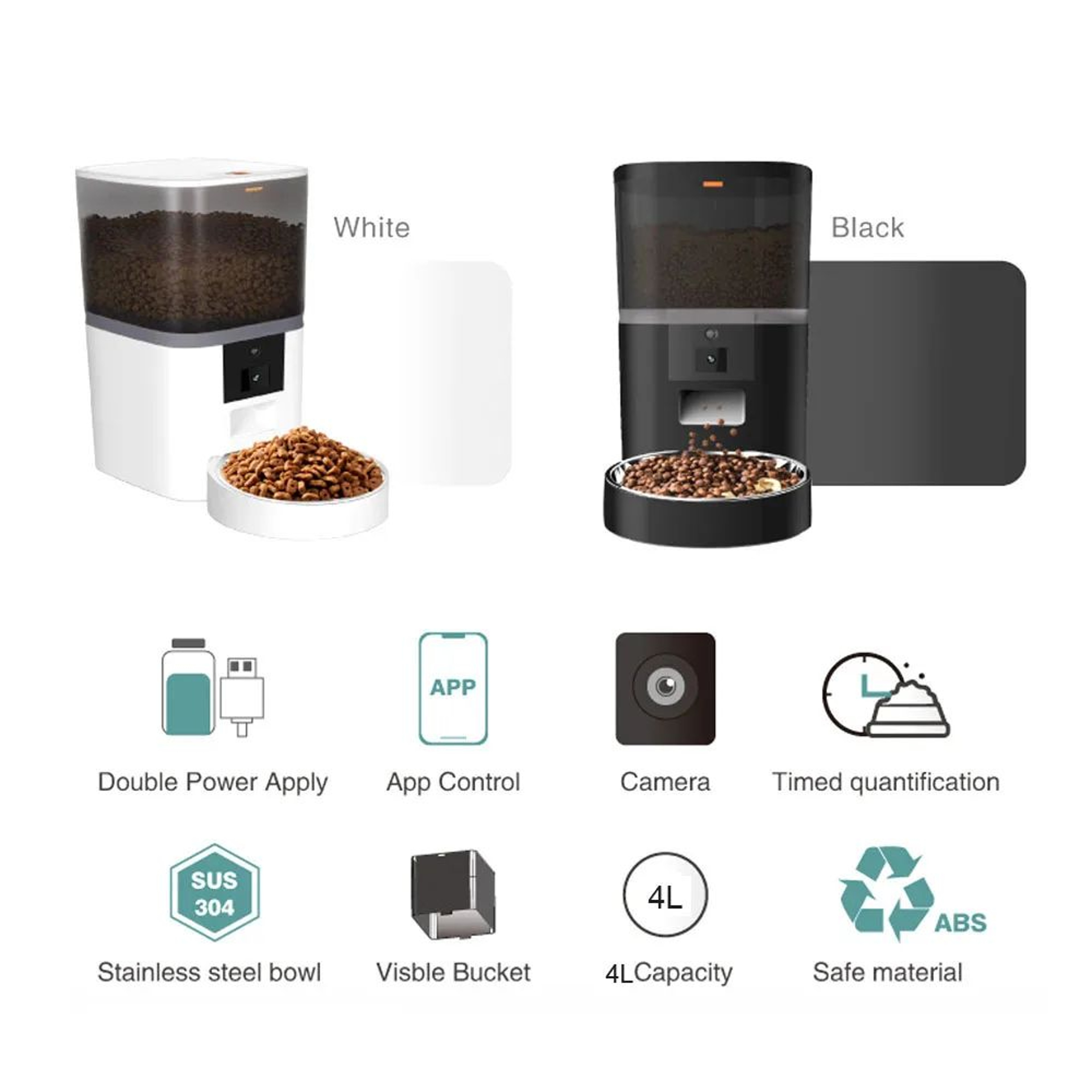 135 Oz Smart Automatic Pet Feeder With HD Camera  WiFi Remote Food Dispenser For Cats  Dogs 5