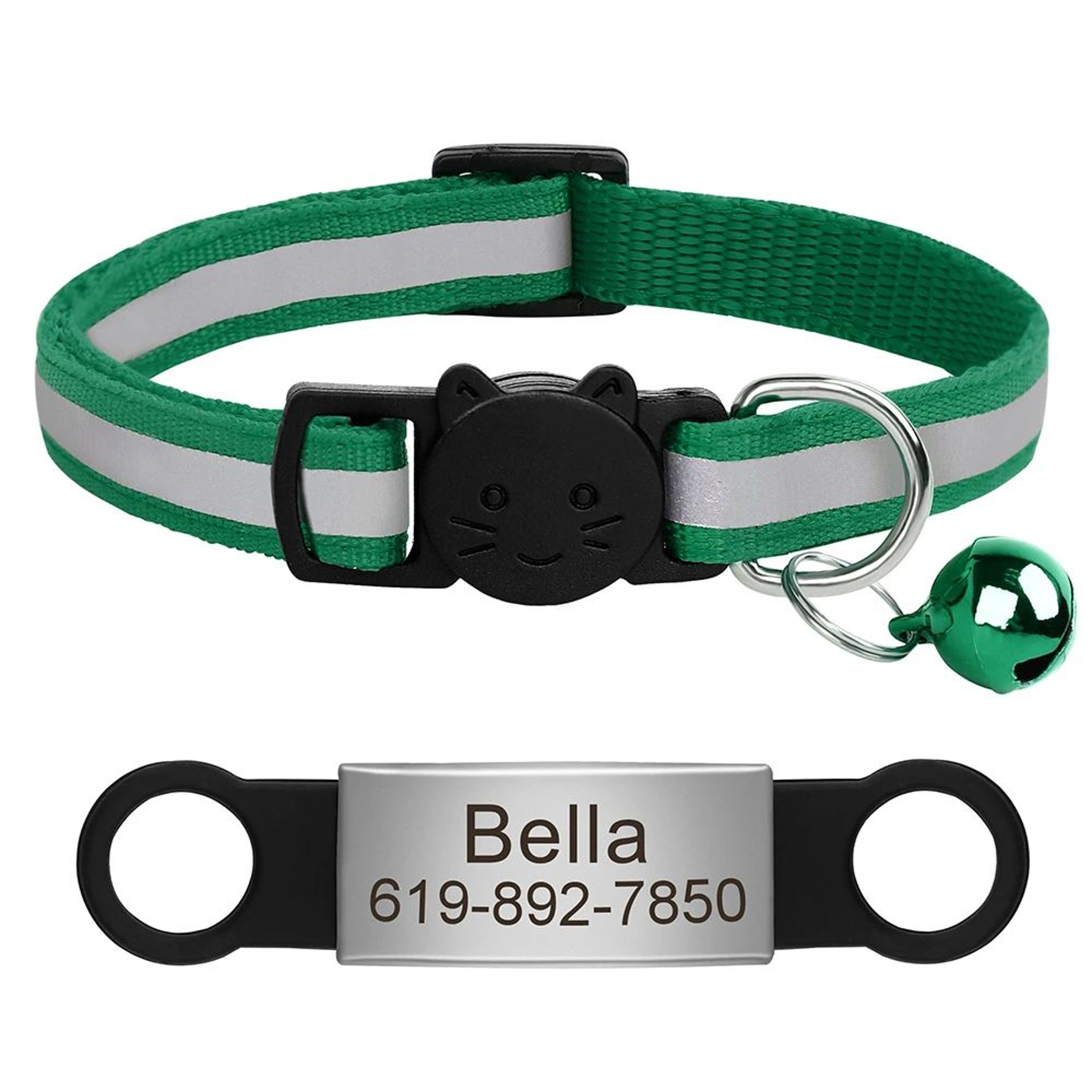 Personalized Reflective Cat Collar With Free Engraved ID Tag  Bell For Cats  Small Dogs 12