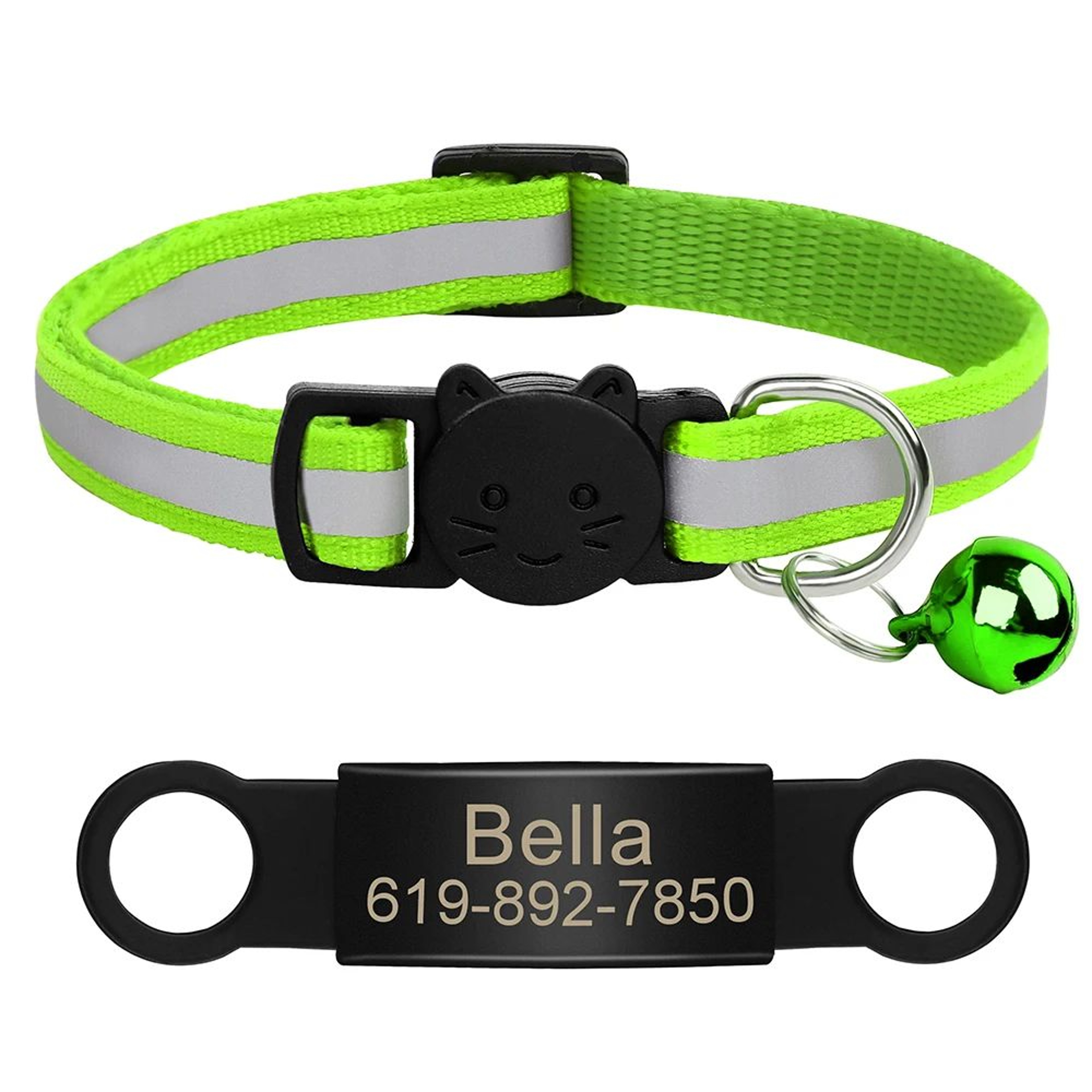 Personalized Reflective Cat Collar With Free Engraved ID Tag  Bell For Cats  Small Dogs 14
