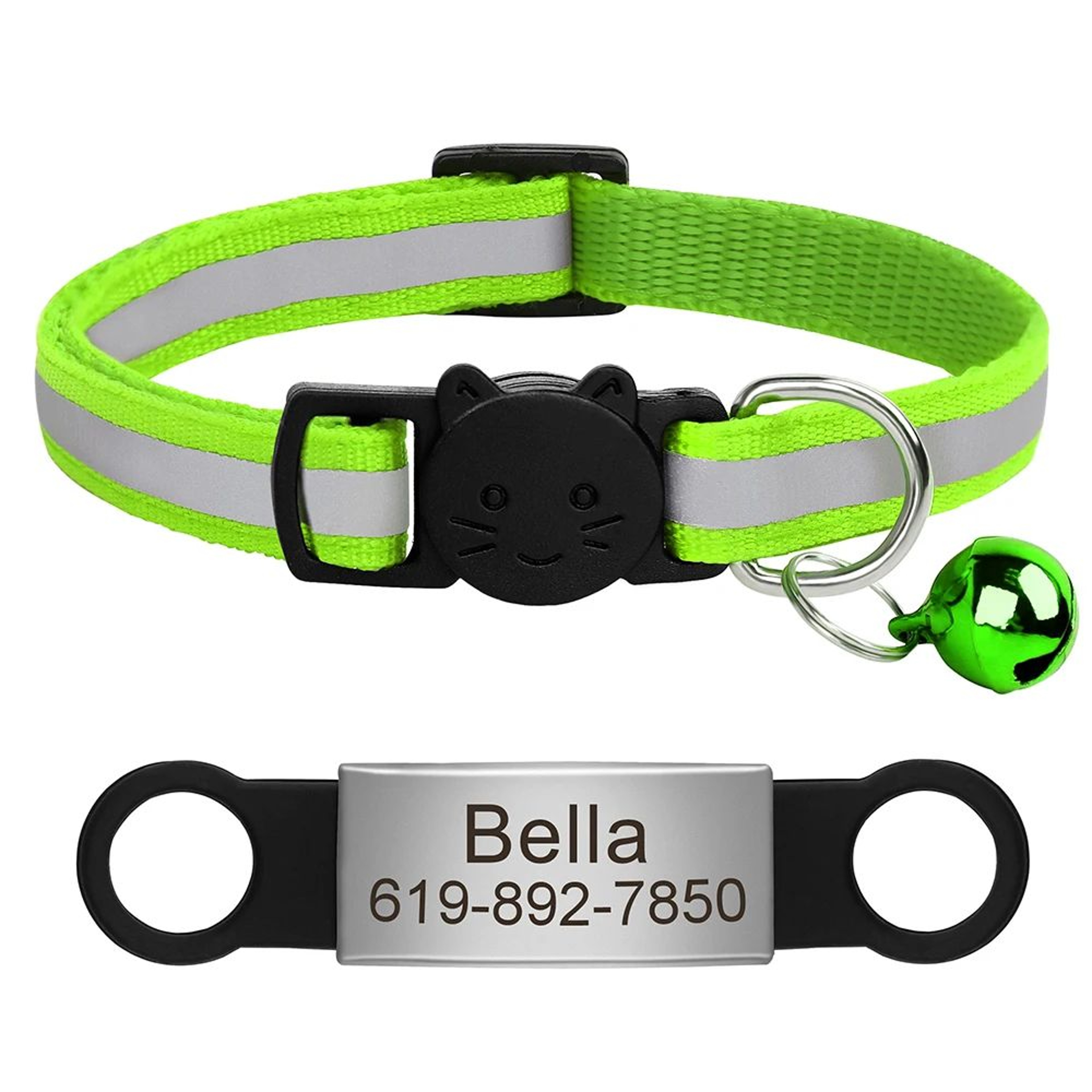 Personalized Reflective Cat Collar With Free Engraved ID Tag  Bell For Cats  Small Dogs 16
