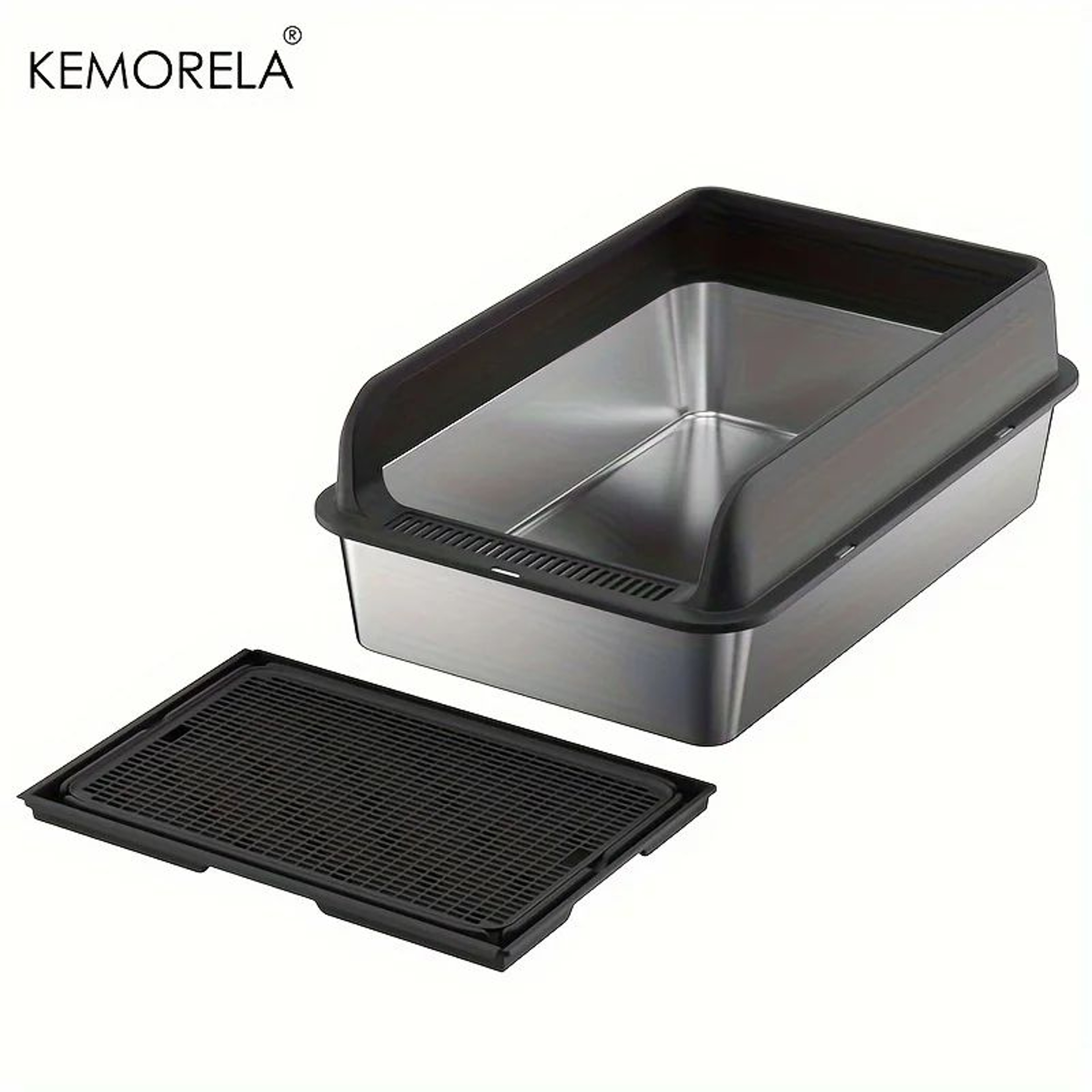 KEMORELA XL Stainless Steel Cat Litter Box With Lid  Enclosed HighSided LeakProof Odor Control Litt 5