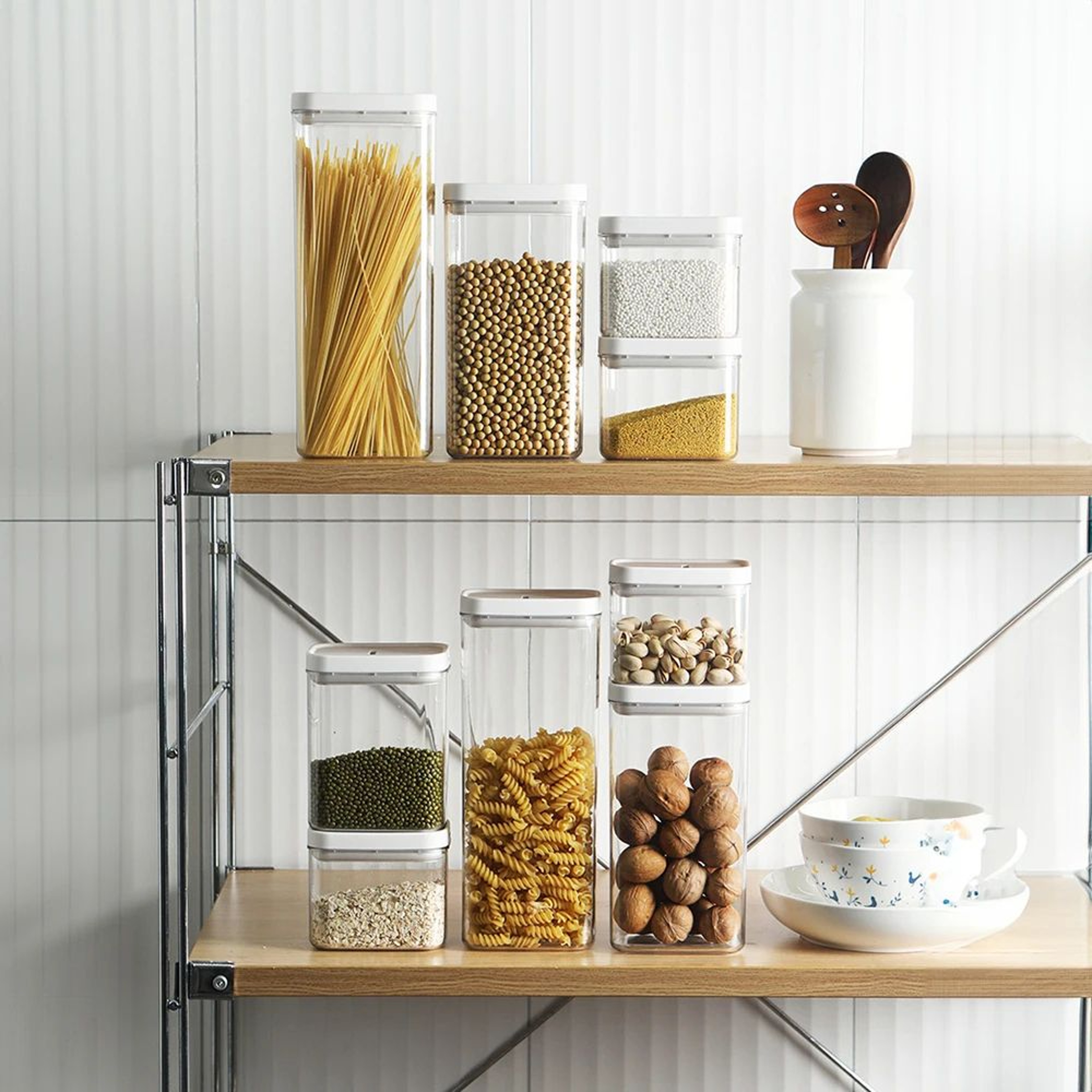 Airtight Clear Plastic Food Storage Jar  Reusable Kitchen Container For Cereals Snacks  Dry Goods 2