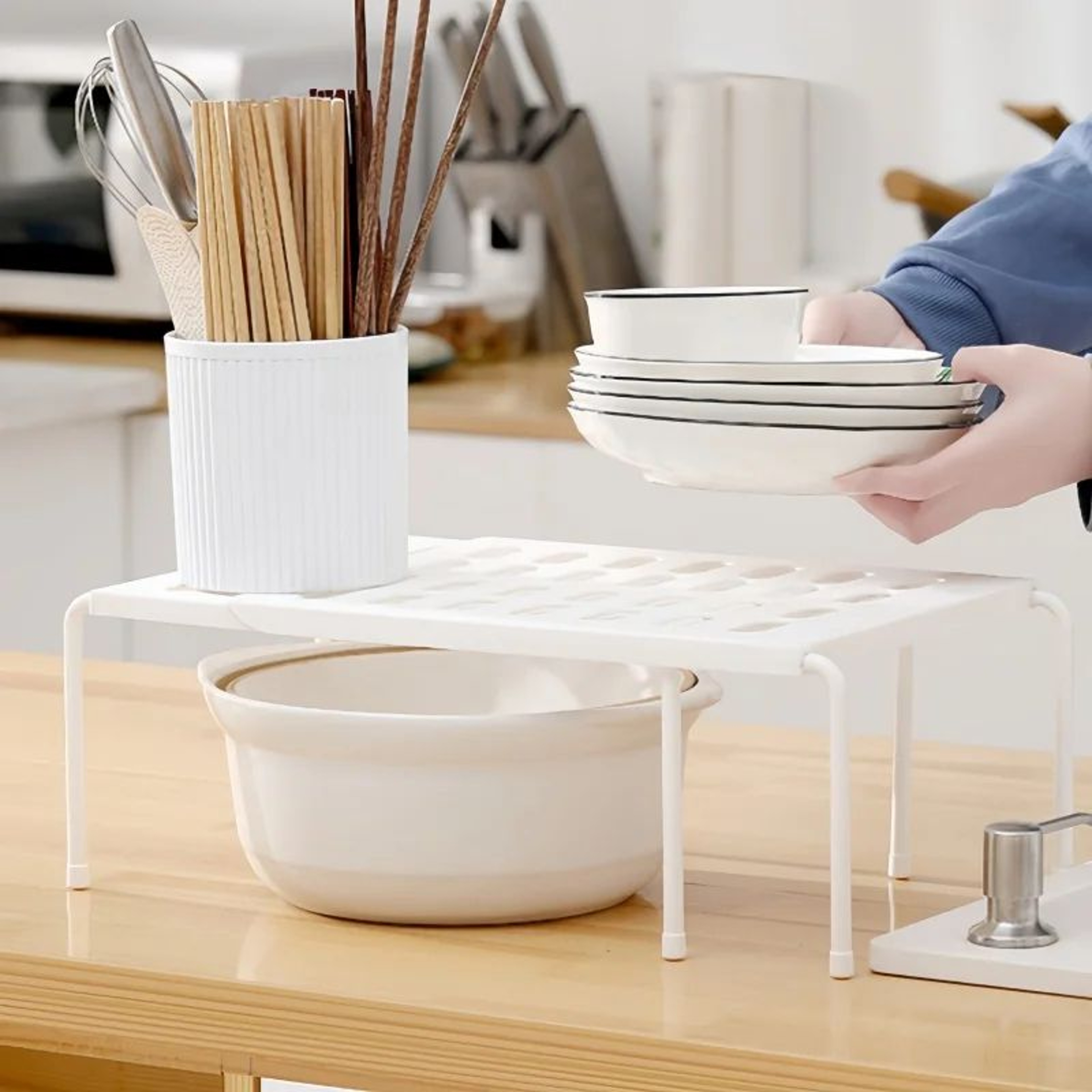 Adjustable ABS Telescopic Storage Rack  Expandable Under Sink  Cabinet Organizer Shelf 4