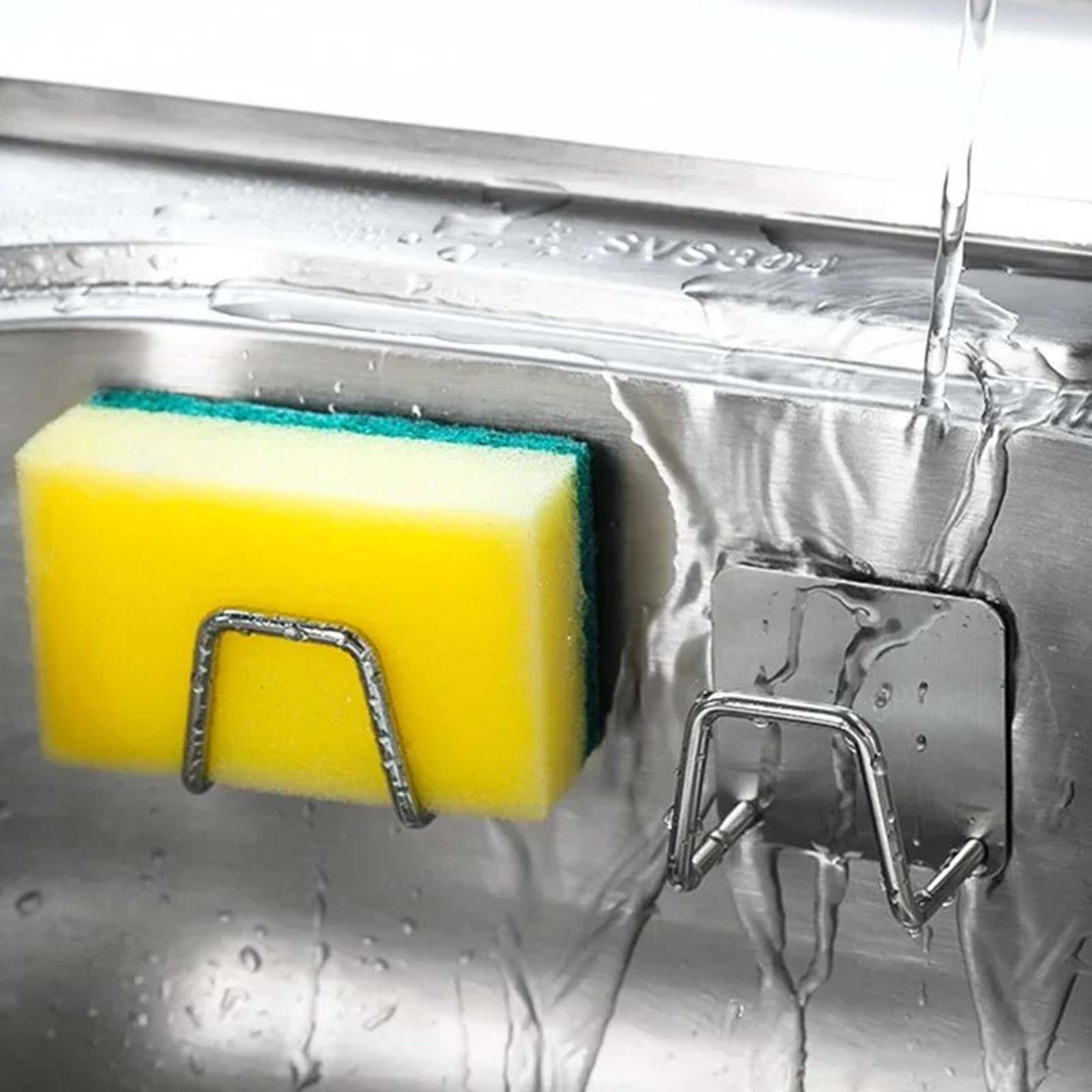 SelfAdhesive Stainless Steel Sink Sponge Holder  Rustproof Kitchen Drain Rack  Storage Organizer 1
