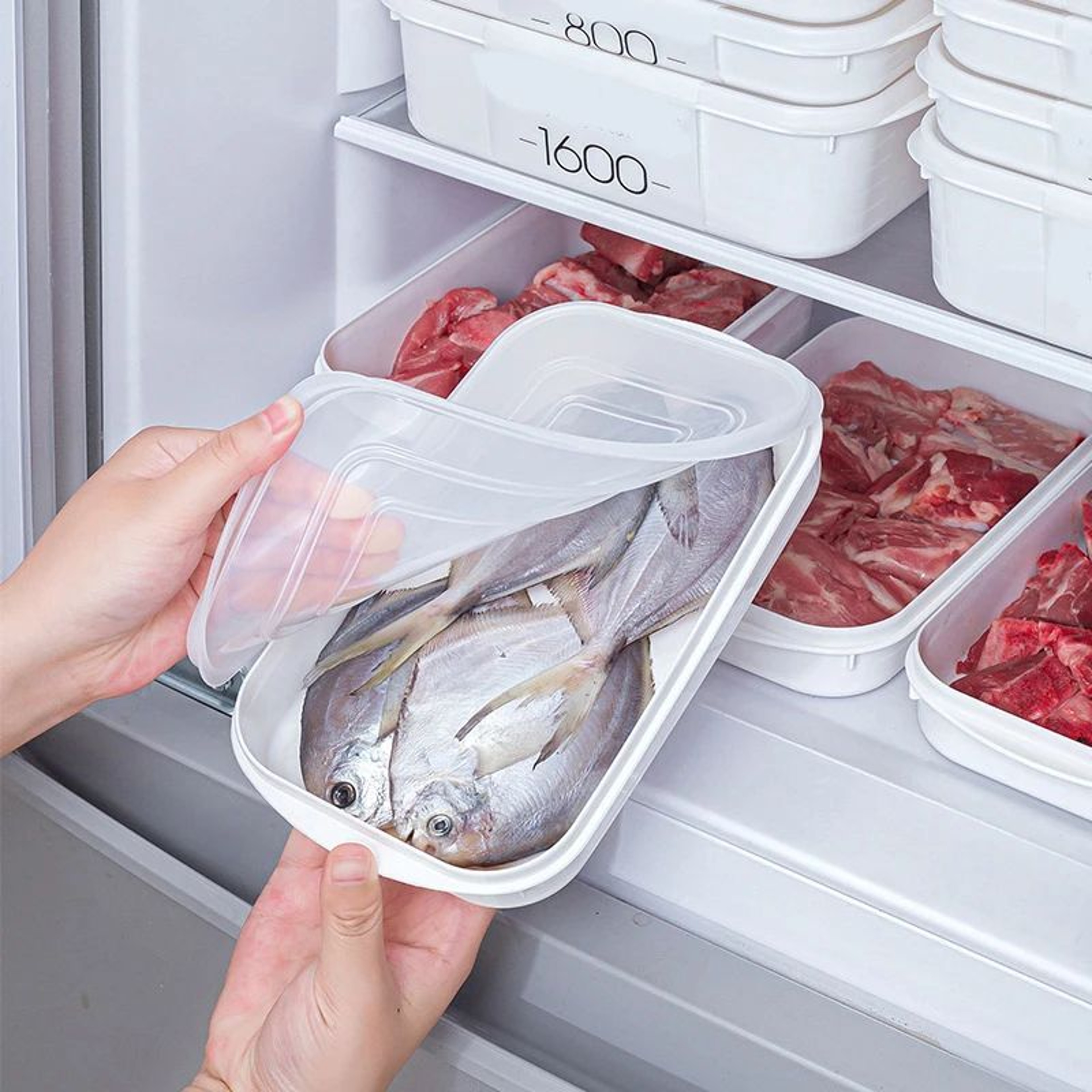 FoodGrade Divided Refrigerator Storage Container  Fresh Produce  Meat Preservation Box For Fridge O 1