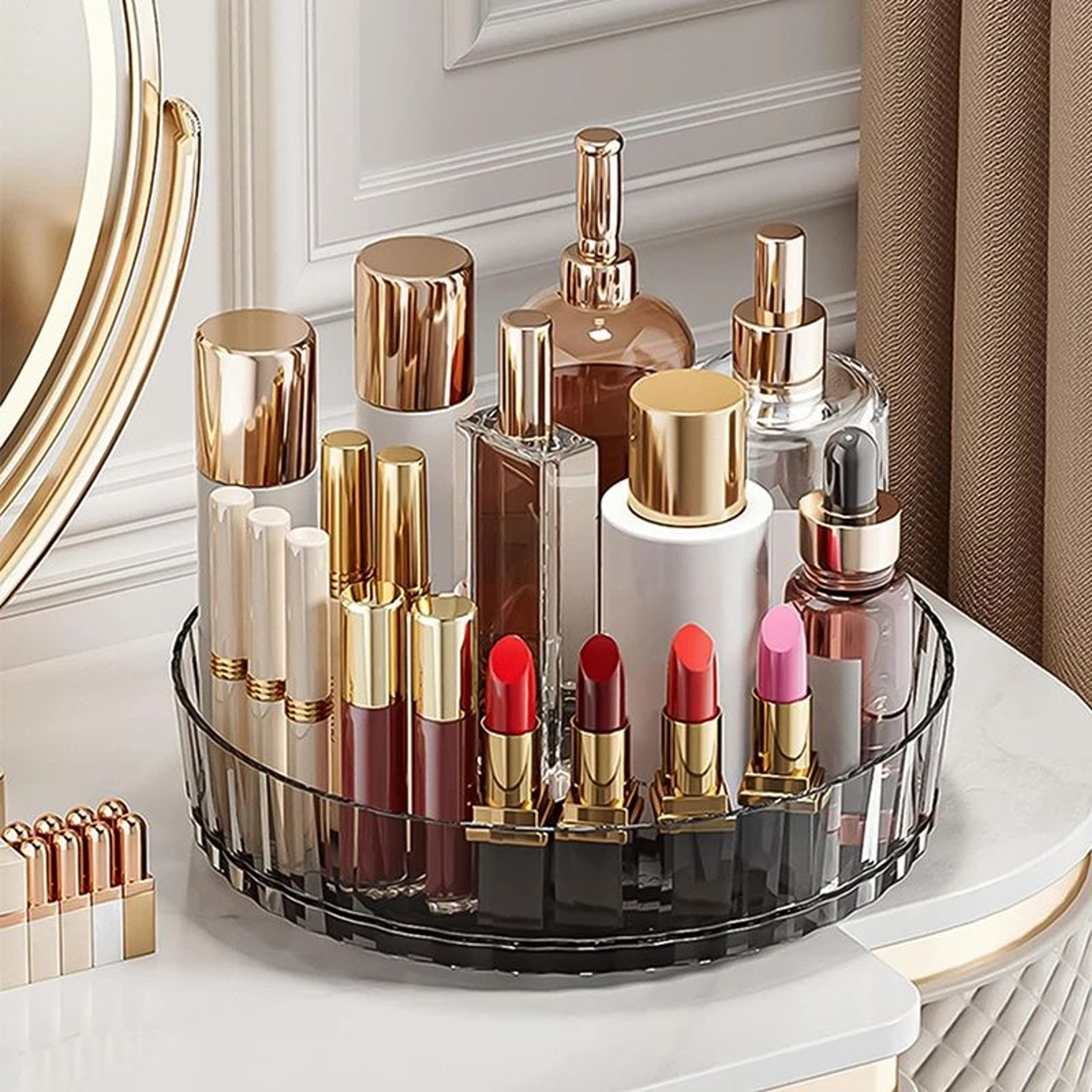 360 Rotating Storage Turntable Organizer  Multifunctional Spice Cosmetic  Fruit Lazy Susan Tray 1