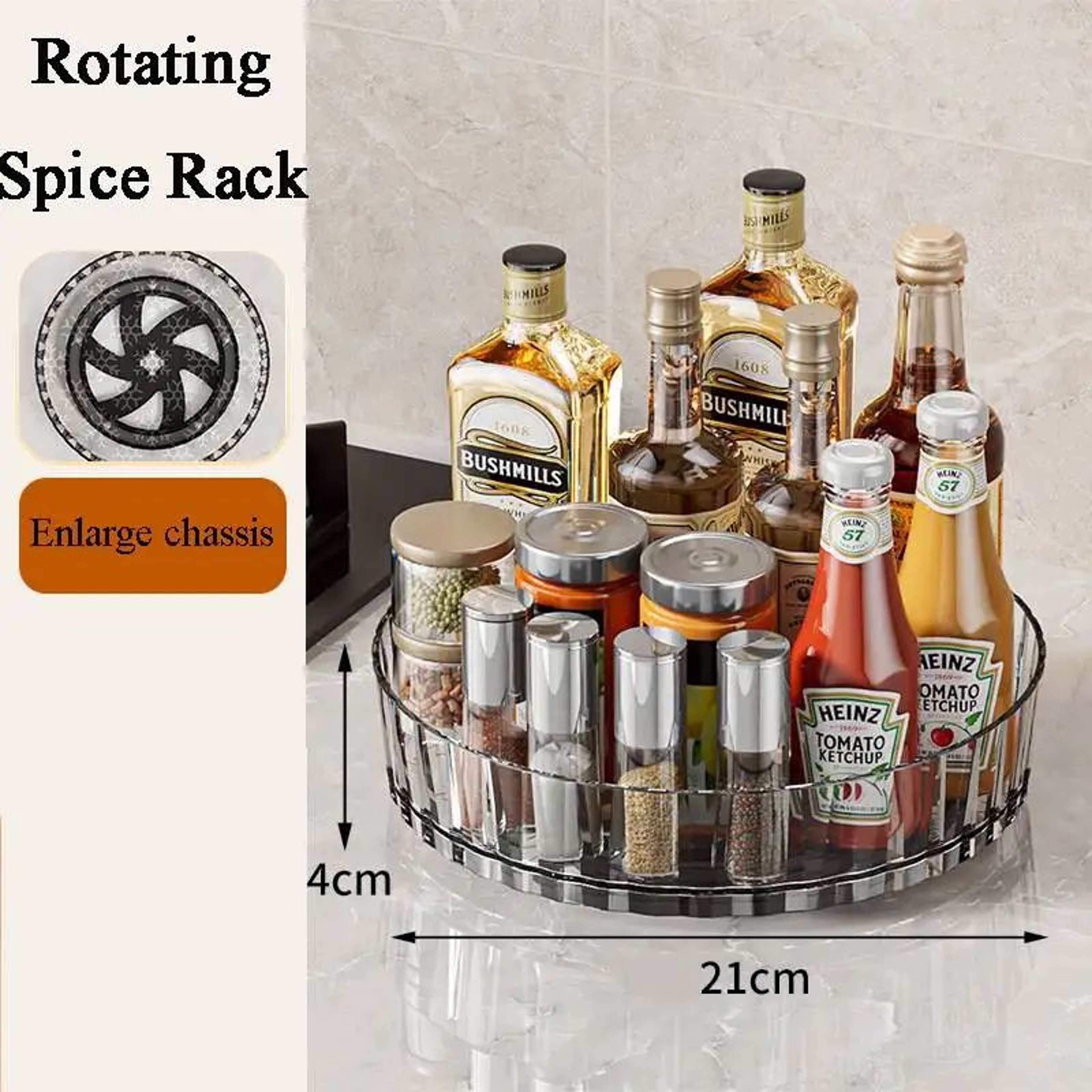 360 Rotating Storage Turntable Organizer  Multifunctional Spice Cosmetic  Fruit Lazy Susan Tray 12