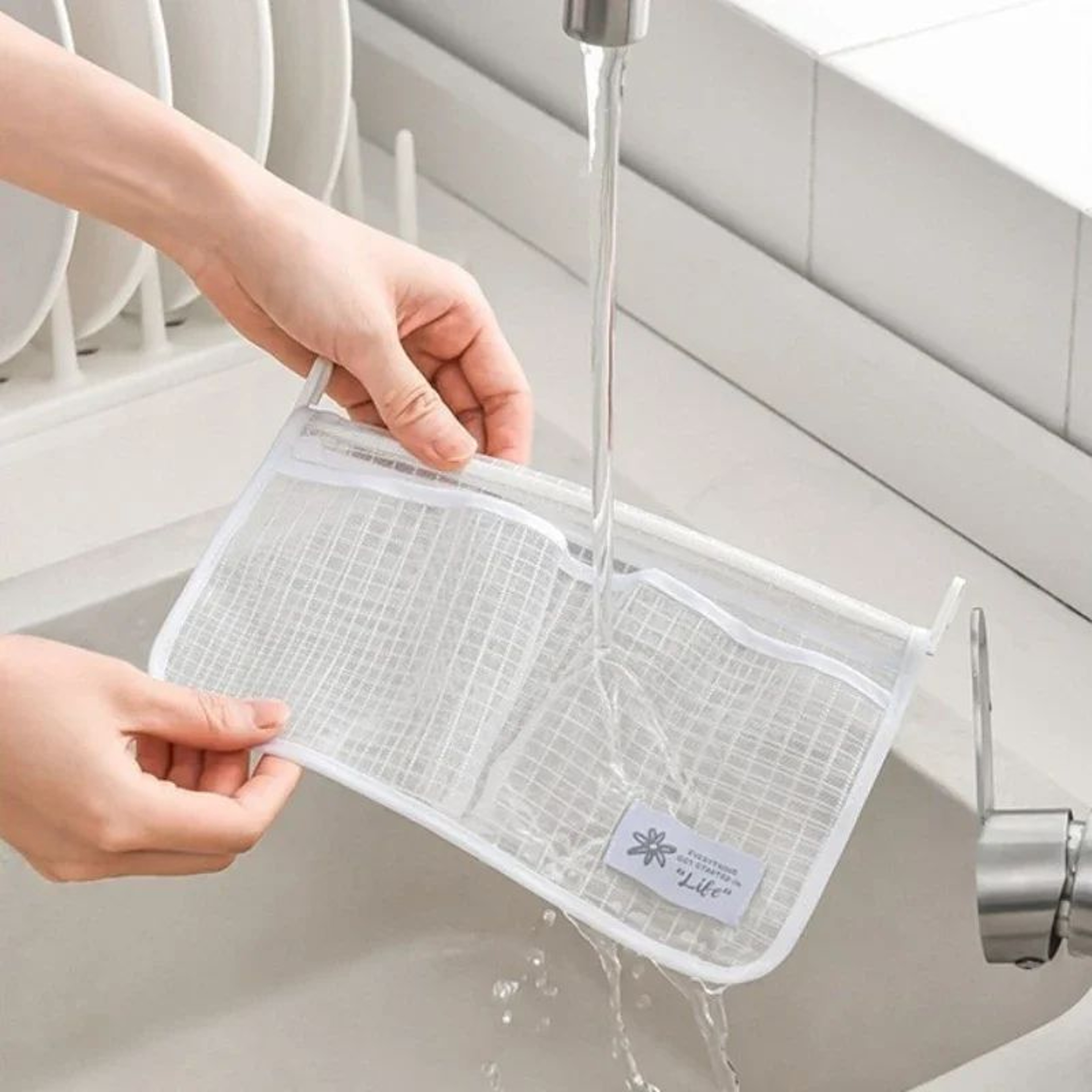 DoubleCompartment Refrigerator Storage Mesh Bag  Hanging Kitchen Organizer For Sauce Packets  Small 5