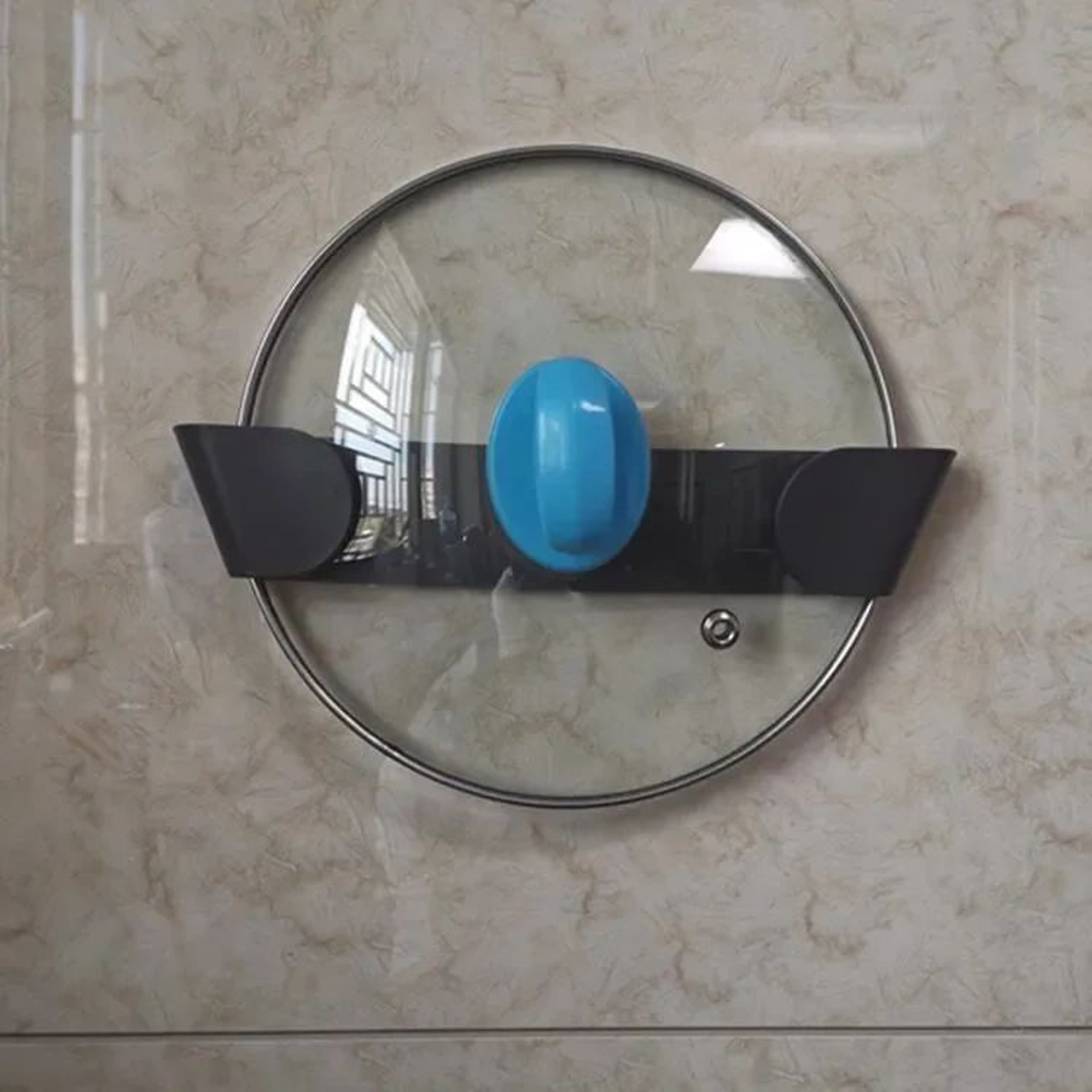 6 Pcs WallMounted Pot Lid Holder Set  Plastic Pan Cover Storage Rack For Kitchen Organization 3
