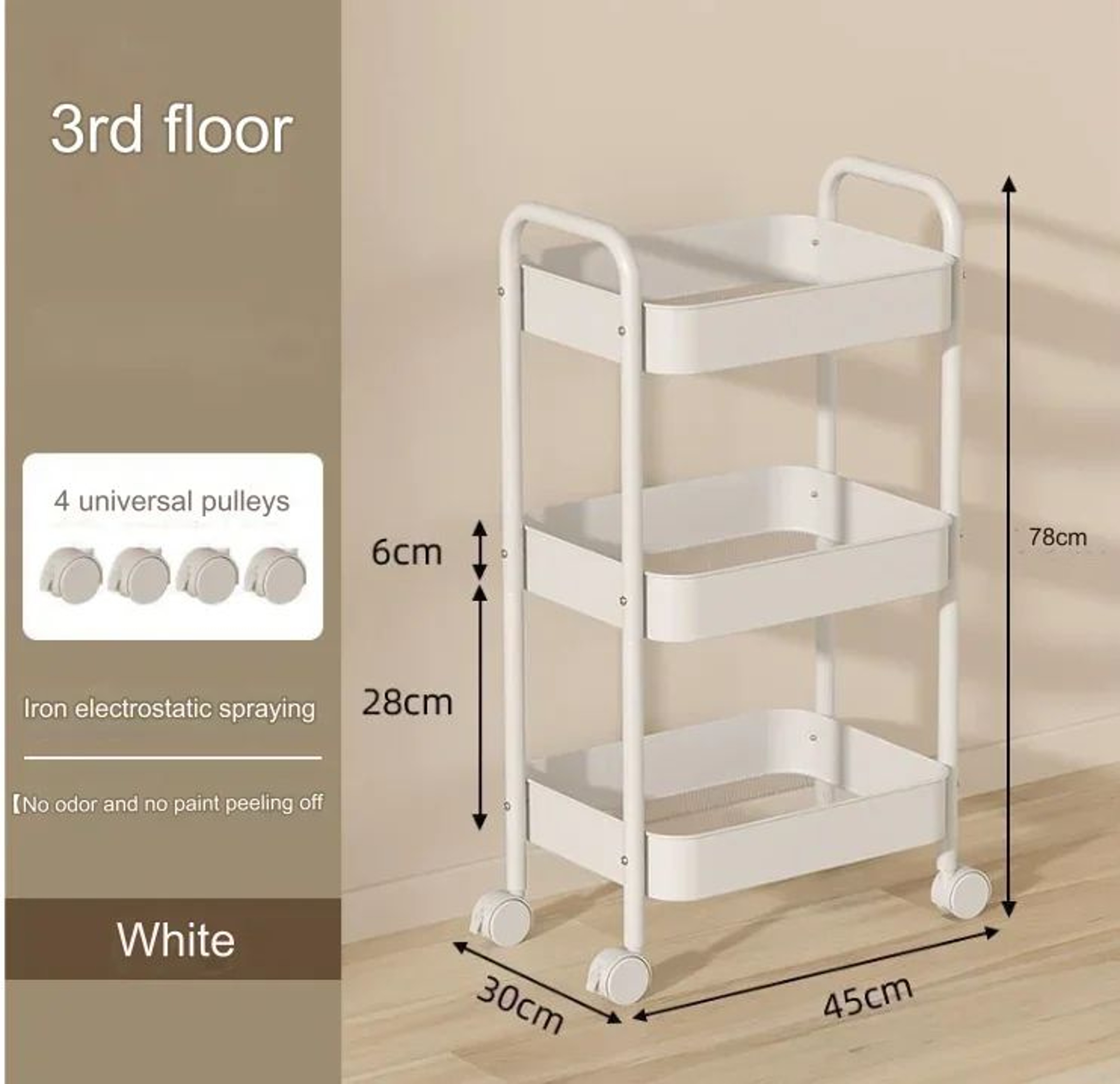 5Tier Rolling Storage Cart  Mobile Metal Utility Trolley Rack For Kitchen Bathroom Bedroom  Nursery 7
