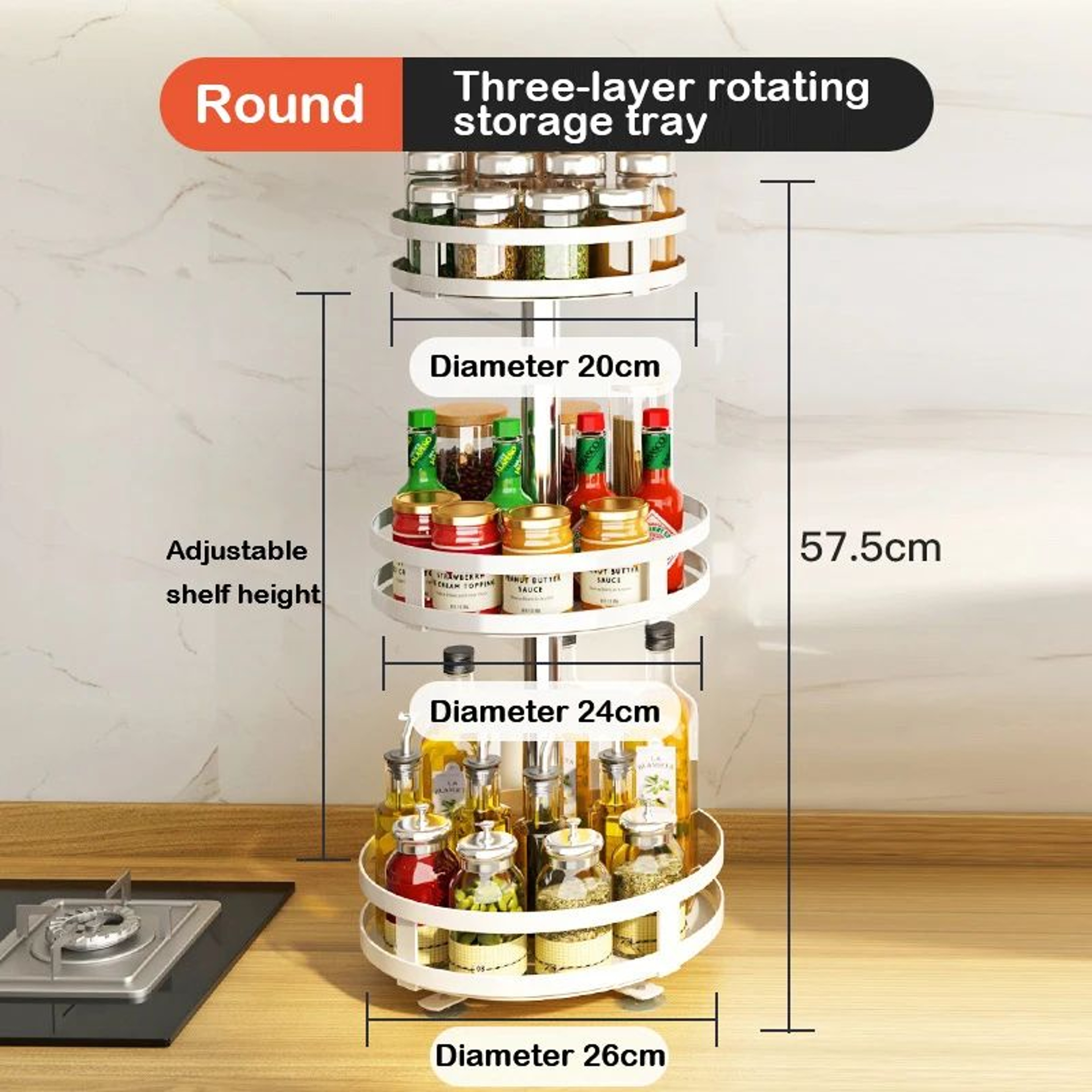 360 Rotating Metal Spice Rack Organizer  Kitchen Turntable Storage Rack For Countertop Pantry  Cabi 14