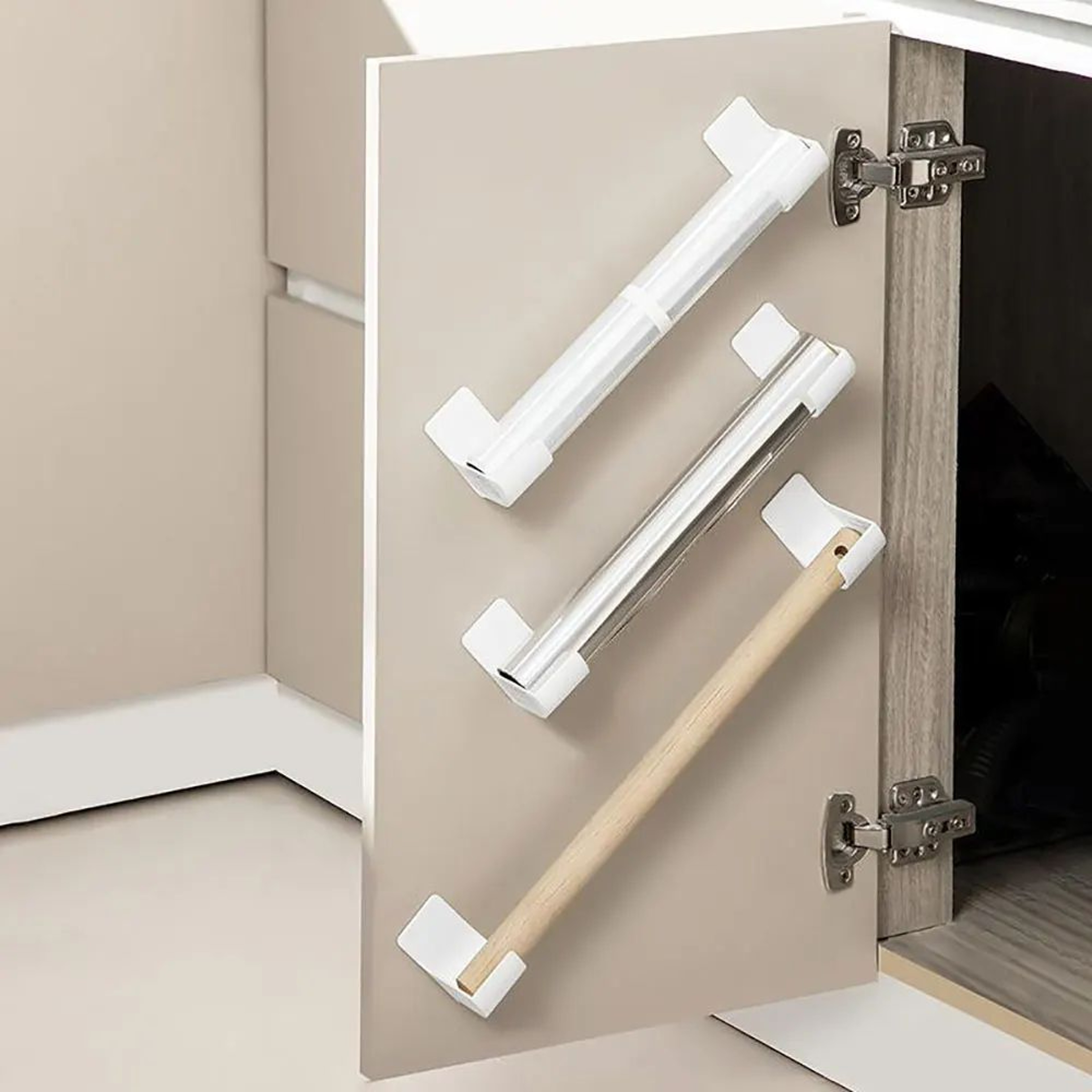 4 Pcs Adhesive Plastic Cabinet Storage Rack  Multipurpose Wrap  Garbage Bag Holder For Kitchen  Ref 1