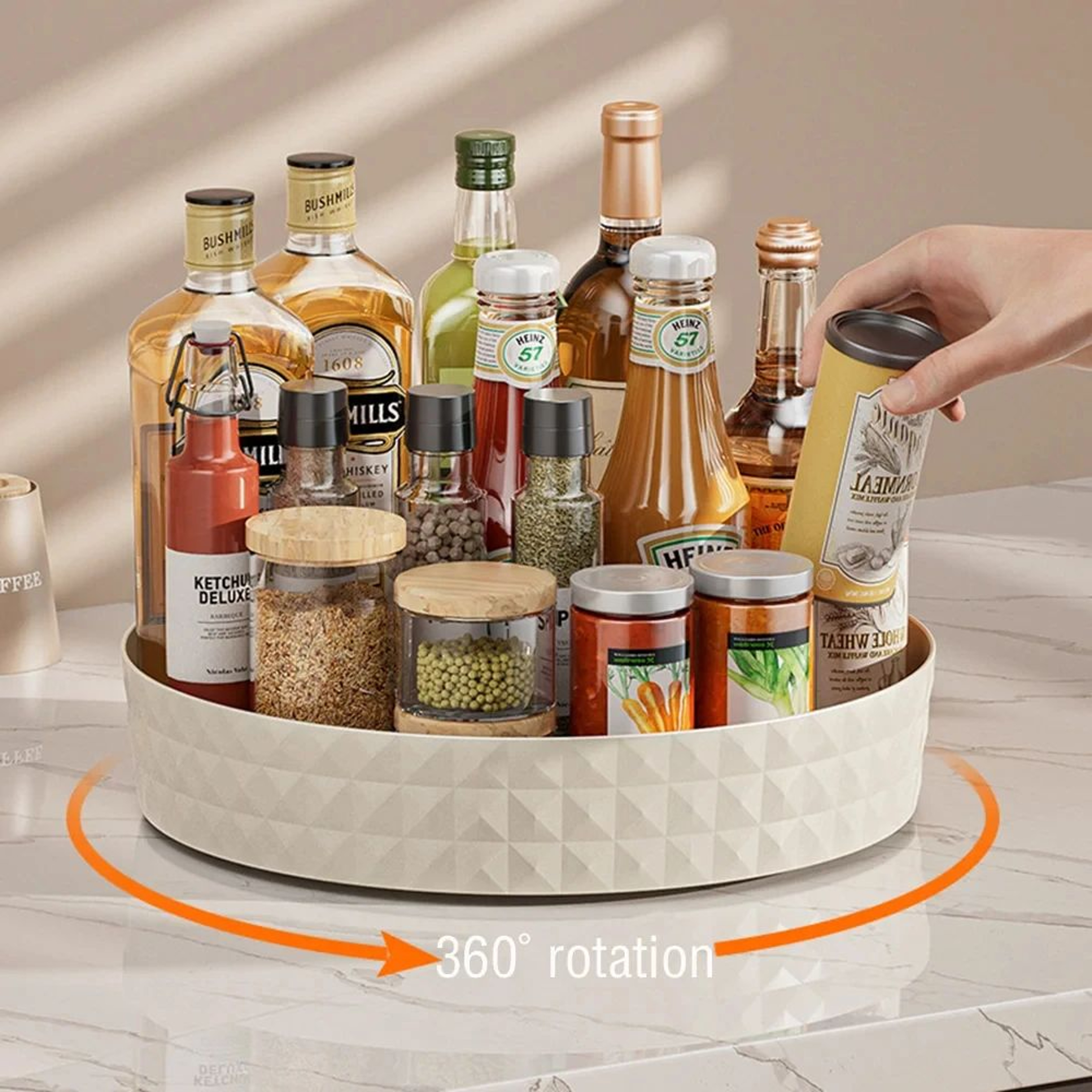 360 Rotating Spice Rack Turntable  NonSlip Kitchen Cabinet Lazy Susan Storage Organizer 0