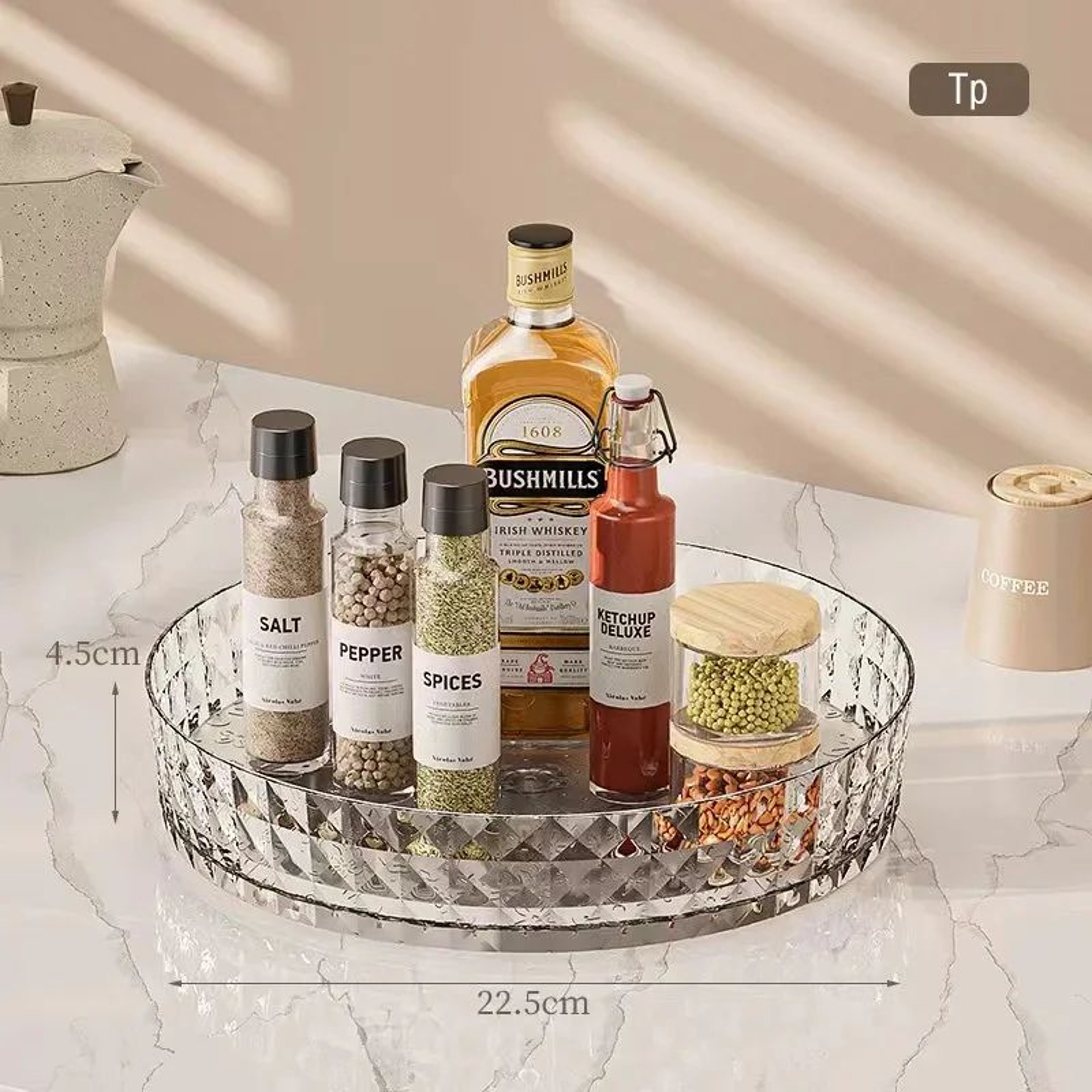 360 Rotating Spice Rack Turntable  NonSlip Kitchen Cabinet Lazy Susan Storage Organizer 8