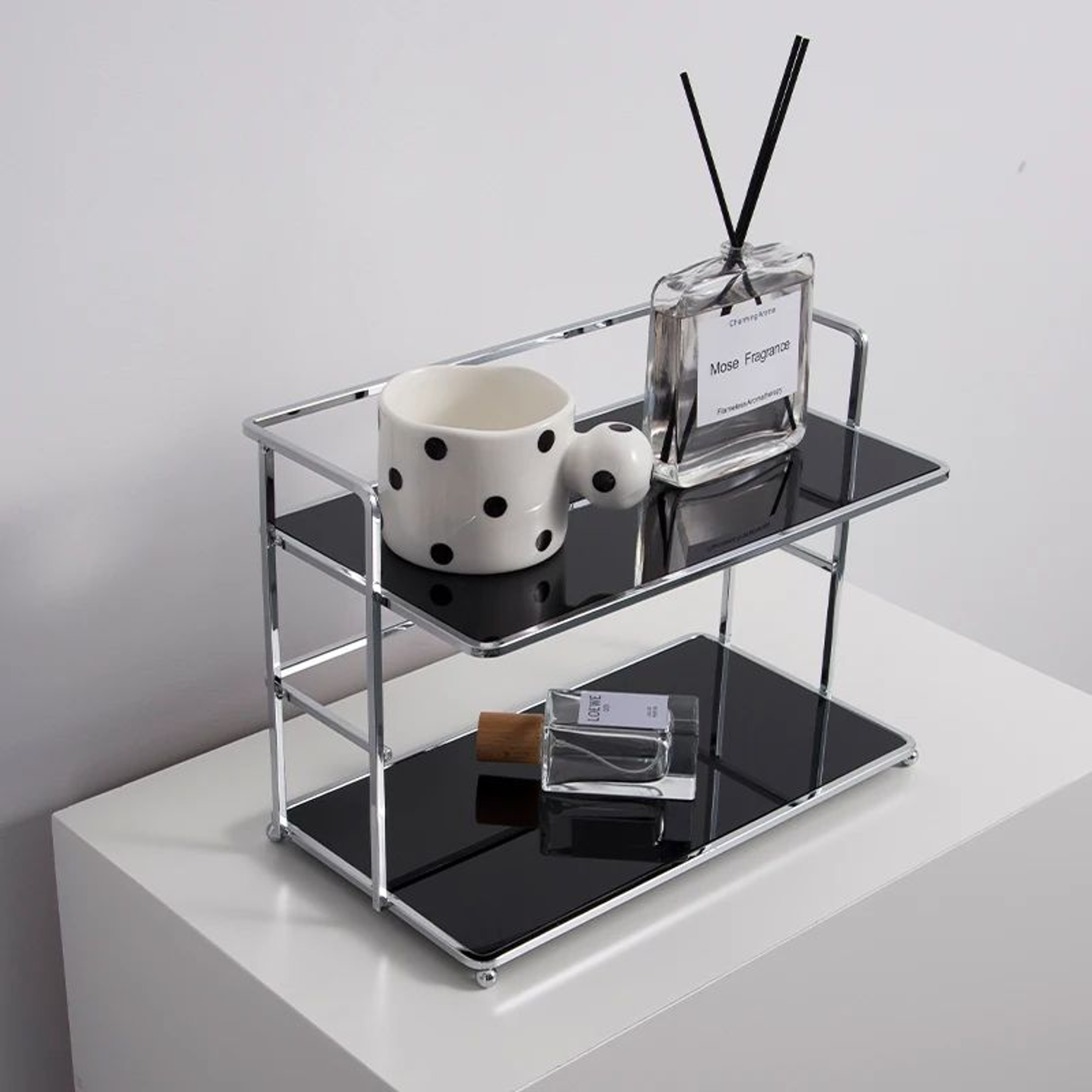 DoubleLayer Metal Desktop Storage Rack  Multifunctional Cup Holder  Acrylic Kitchen Organizer Shelf 1