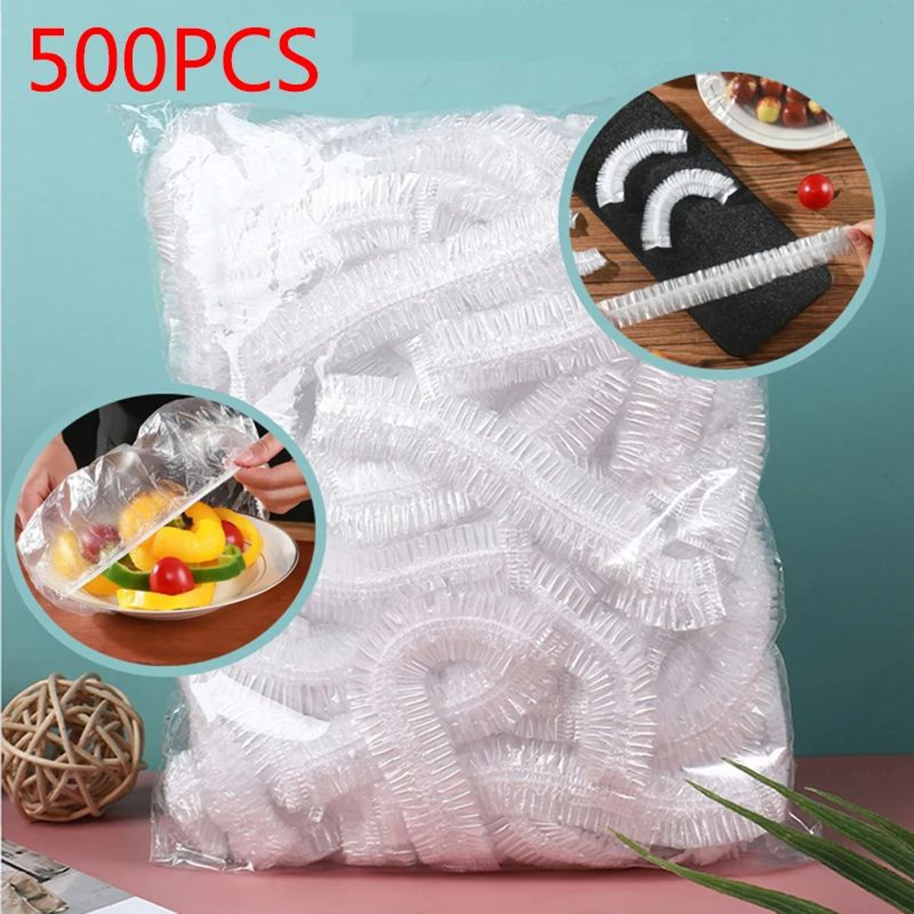 Disposable Elastic Food Covers  Food Grade Plastic Bowl Covers Fresh Food Storage Lids  DustProof W 11