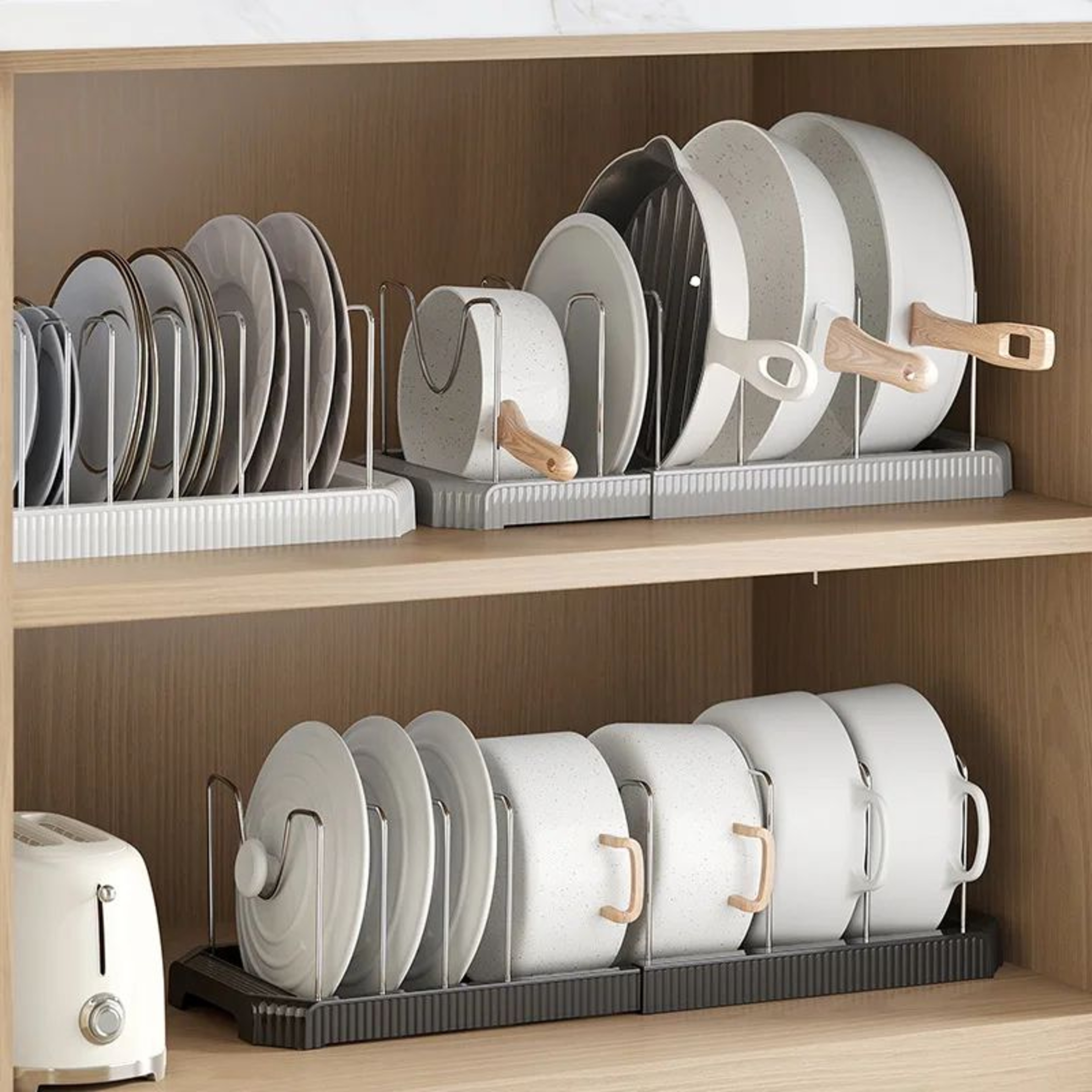 Adjustable Kitchen Storage Rack  130220 In Retractable Pot Lid Bowl  Cookware Organizer Shelf 1