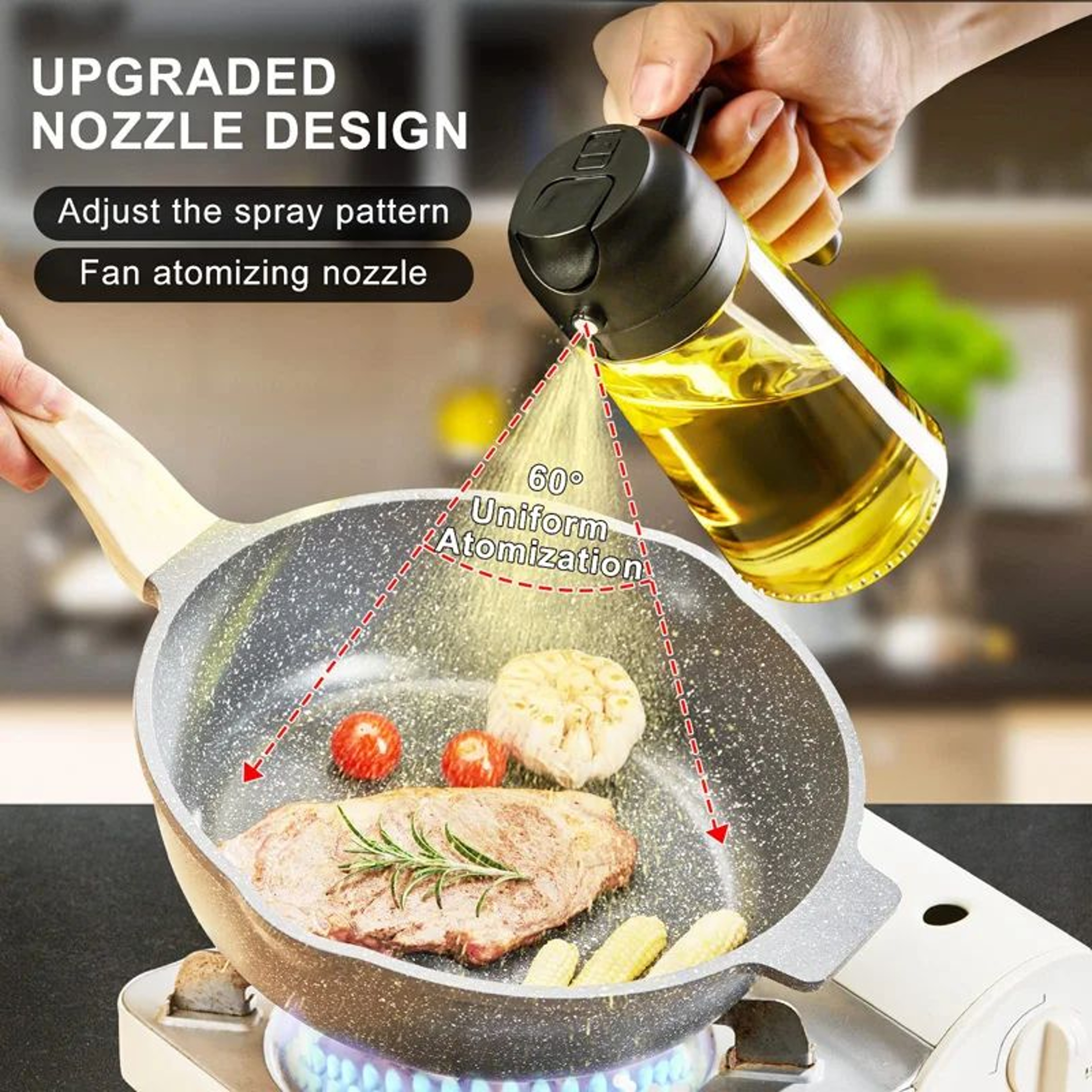 2in1 17 Oz Oil Sprayer Bottle  Refillable Olive Oil Dispenser  Cooking Spray Bottle For BBQ Baking  0