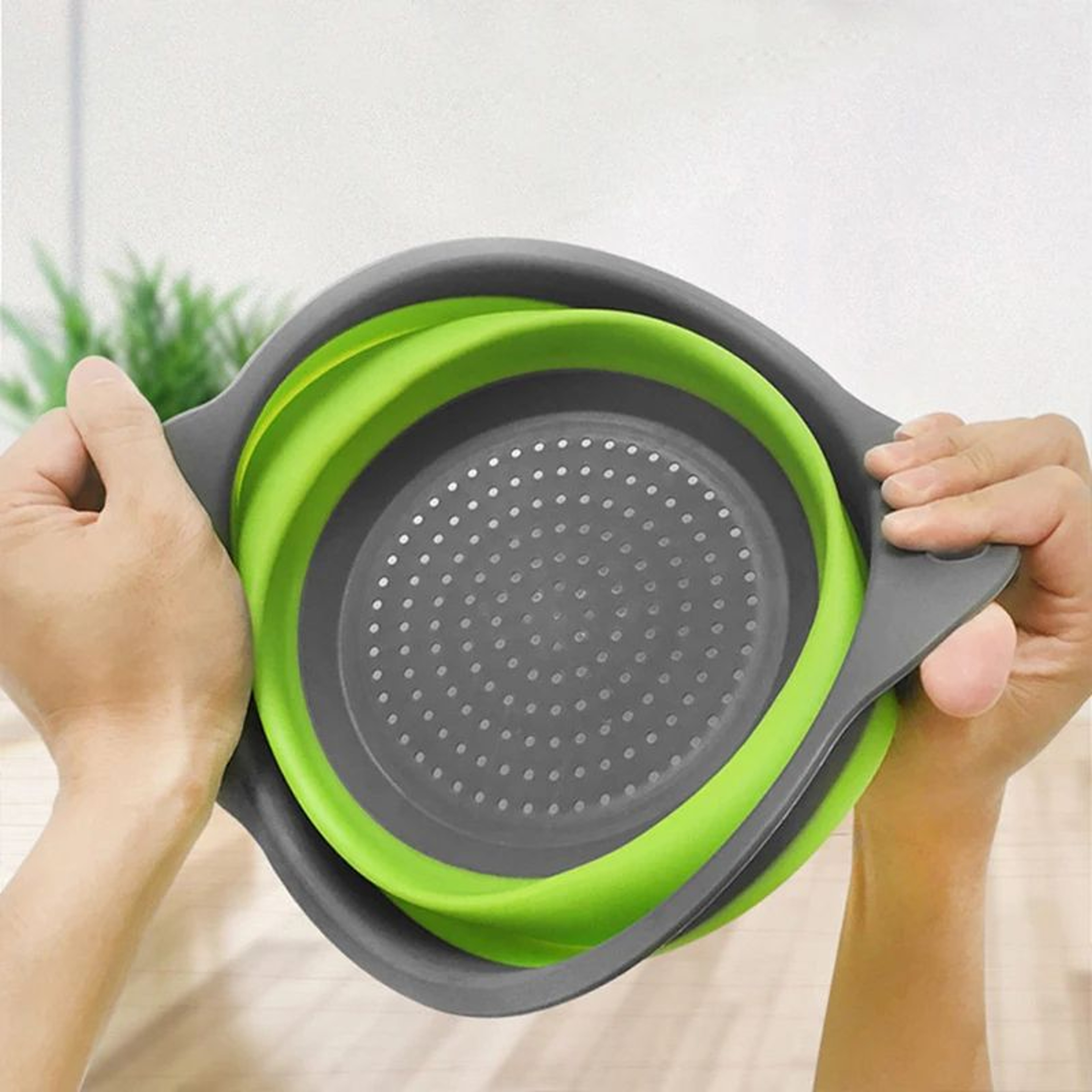 Collapsible Silicone Drain Basket For Fruits  Vegetables  Foldable Colander Kitchen Strainer 3