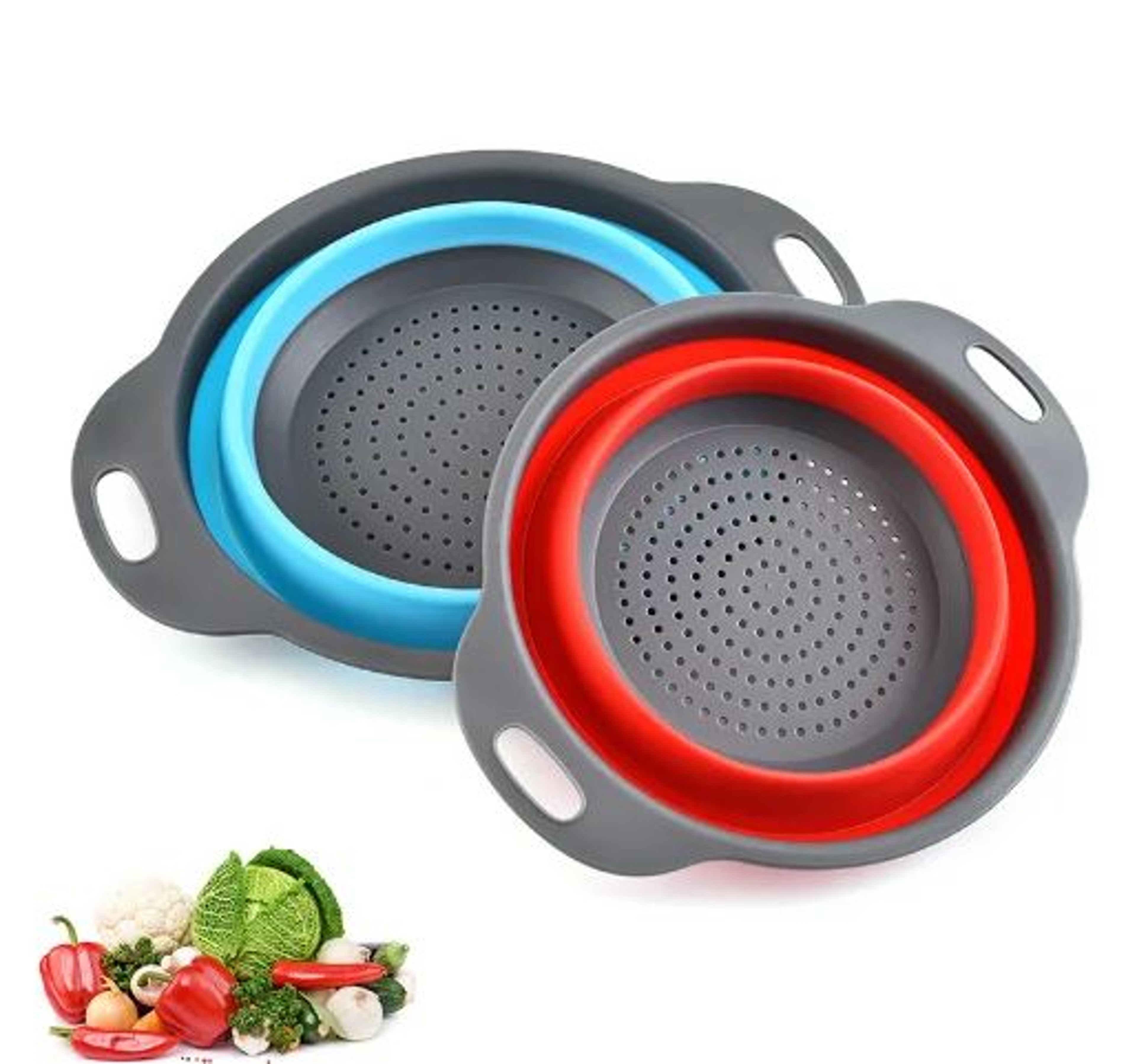 Collapsible Silicone Drain Basket For Fruits  Vegetables  Foldable Colander Kitchen Strainer 9