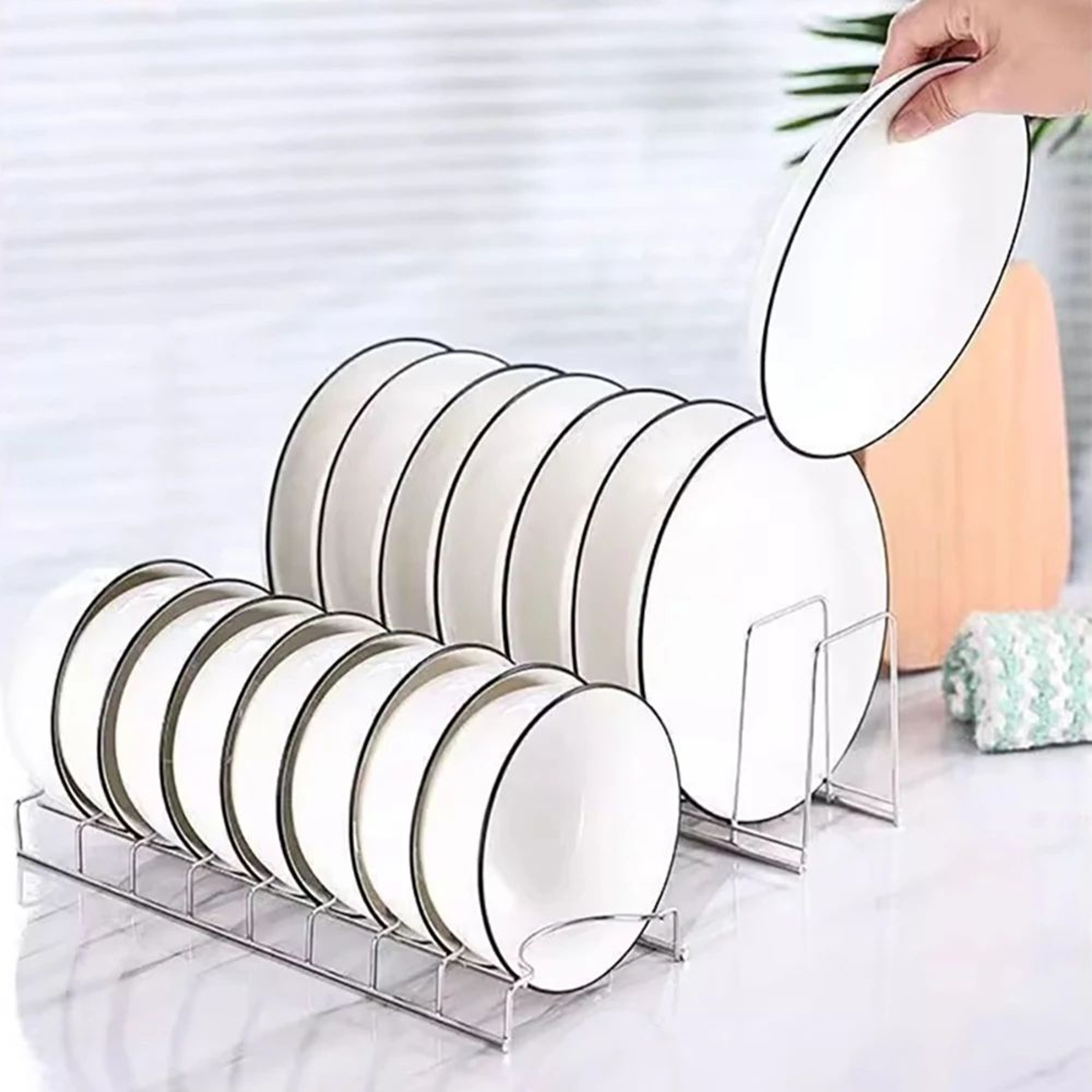 Stainless Steel Dish Drying Rack – Multipurpose Plate & Bowl Drainer Storage Organizer for Kitchen Countertop – view 9