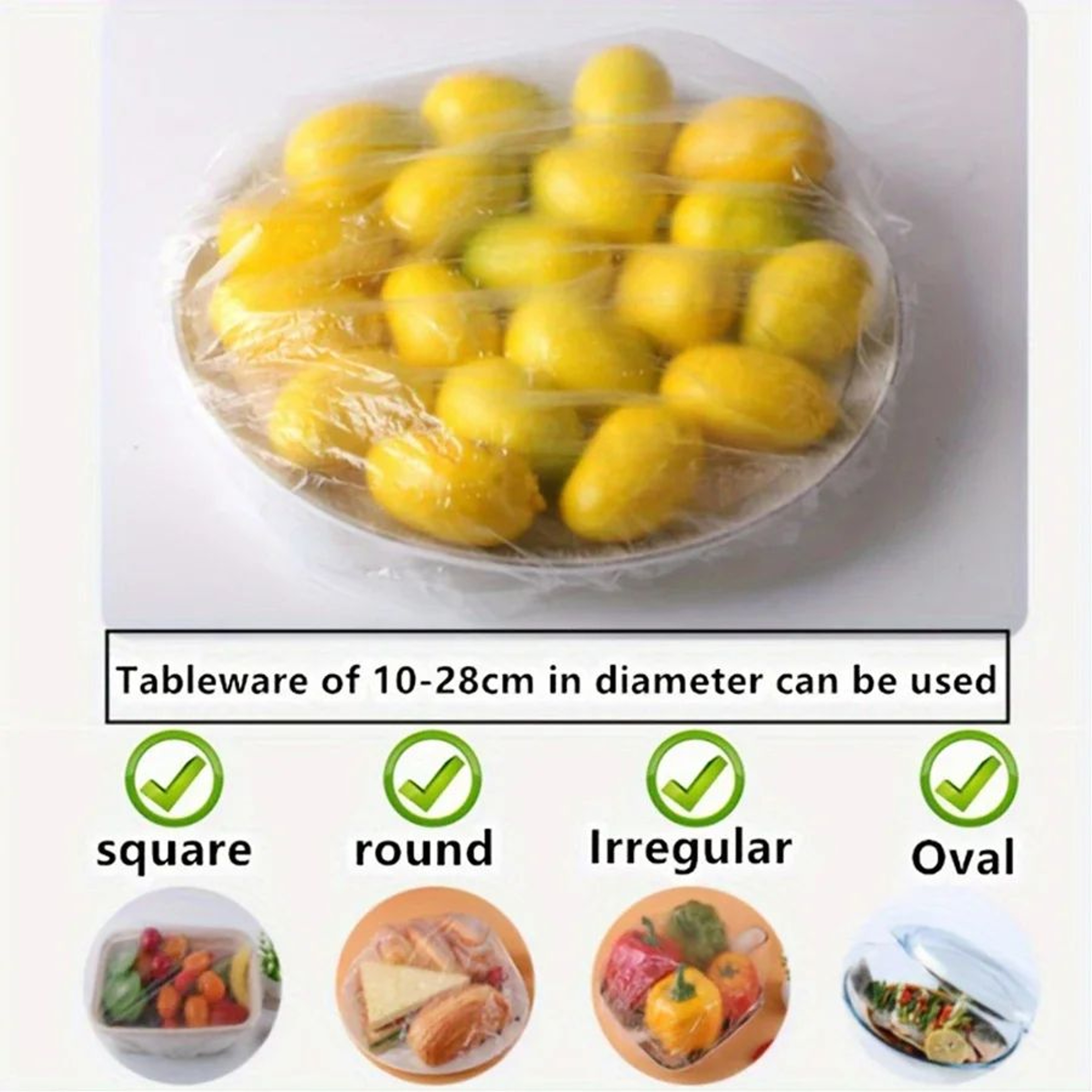 Reusable Elastic Food Covers  Durable Stretch Plastic Wrap Bowl  Plate Covers Food Storage Lids Kit 2