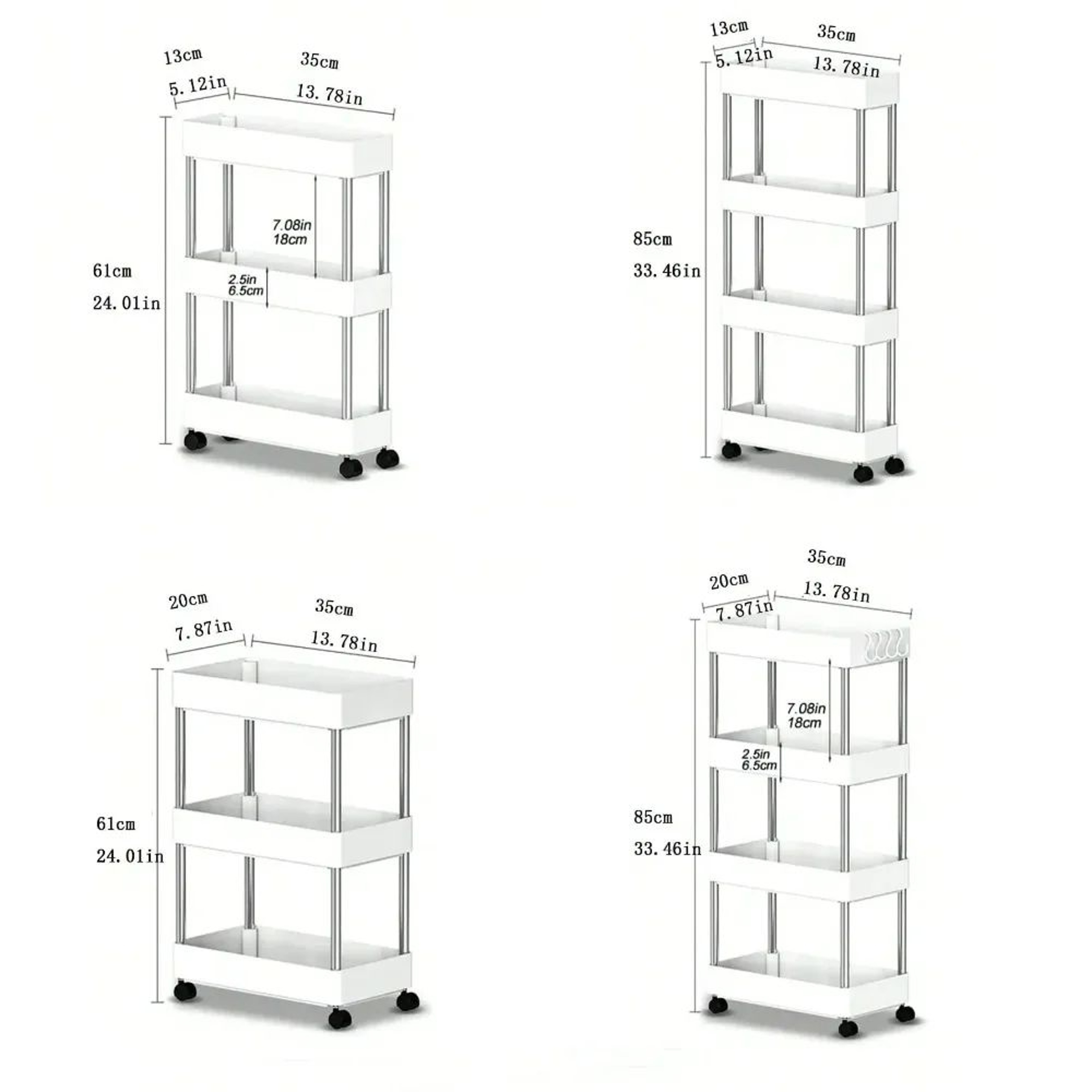 34Tier Slim Rolling Storage Cart  SpaceSaving Mobile Utility Organizer Shelf For Kitchen Bathroom   5