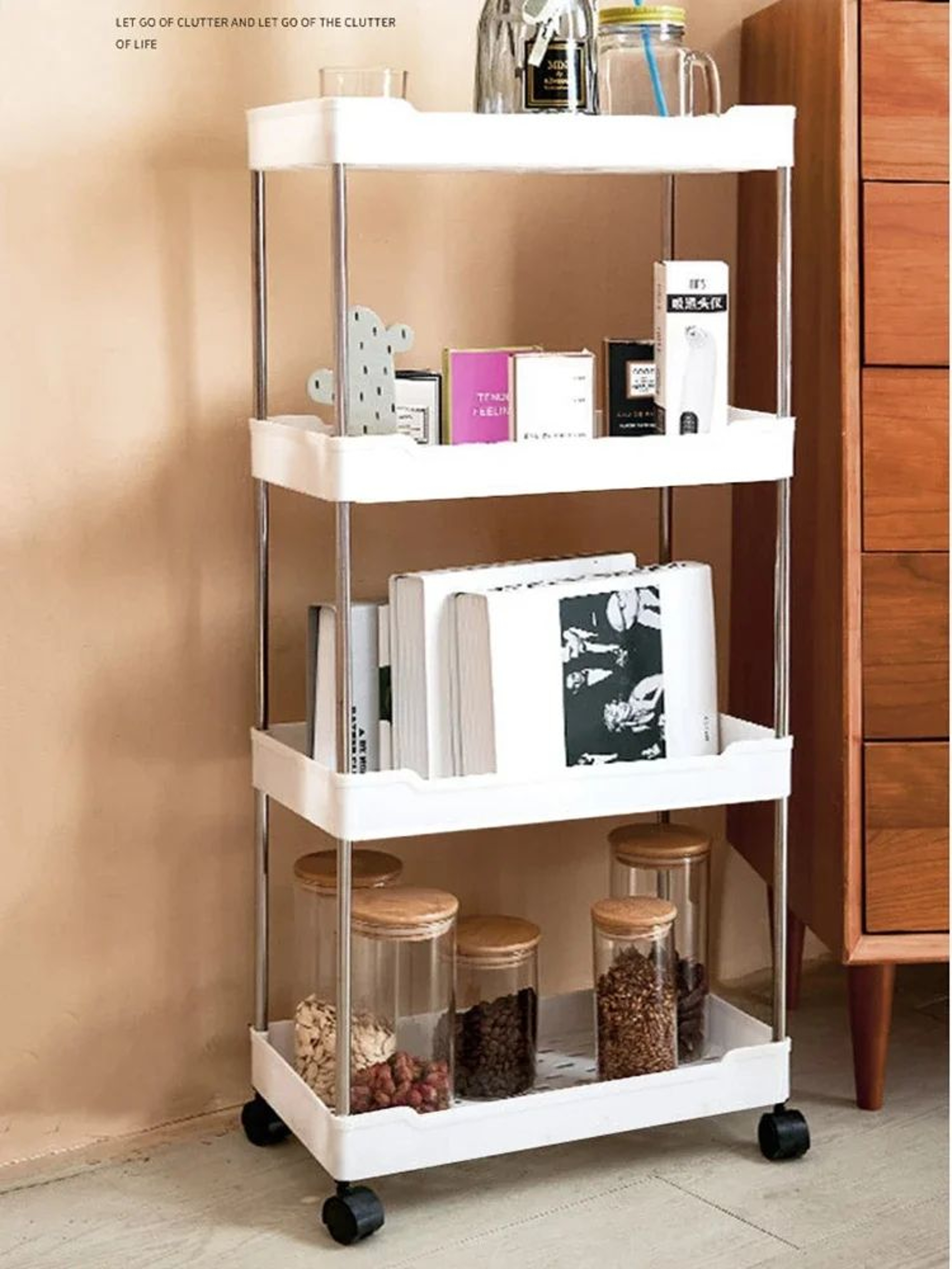 34Tier Slim Rolling Storage Cart  SpaceSaving Mobile Utility Organizer Shelf For Kitchen Bathroom   7