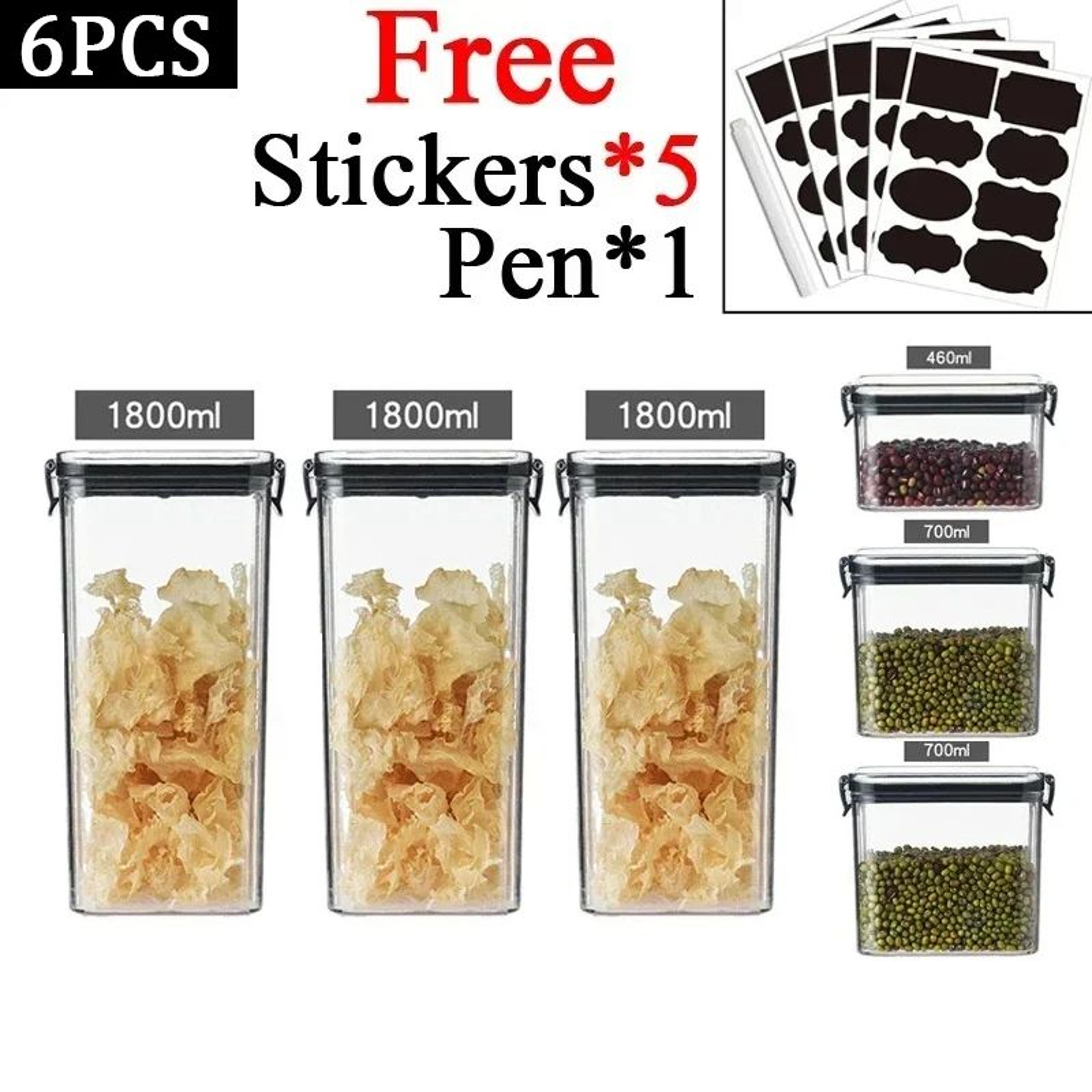 155609 Fl Oz Stackable Airtight Food Storage Containers  BPAFree PET Kitchen Pantry Jars For Cereal 22