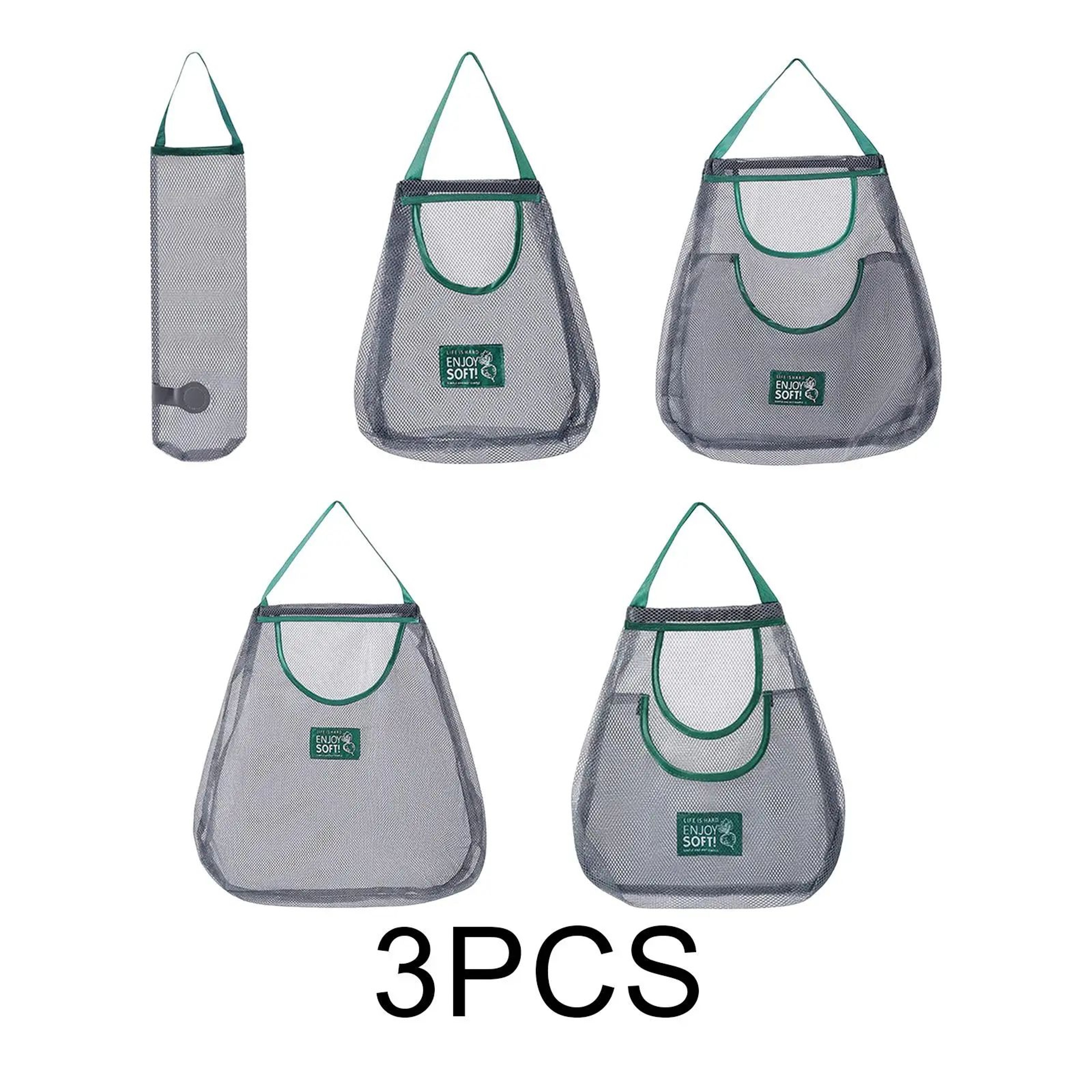 3 Pcs Hanging Mesh Produce Storage Bags  Breathable WallMounted Vegetable  Fruit Organizer Set 0