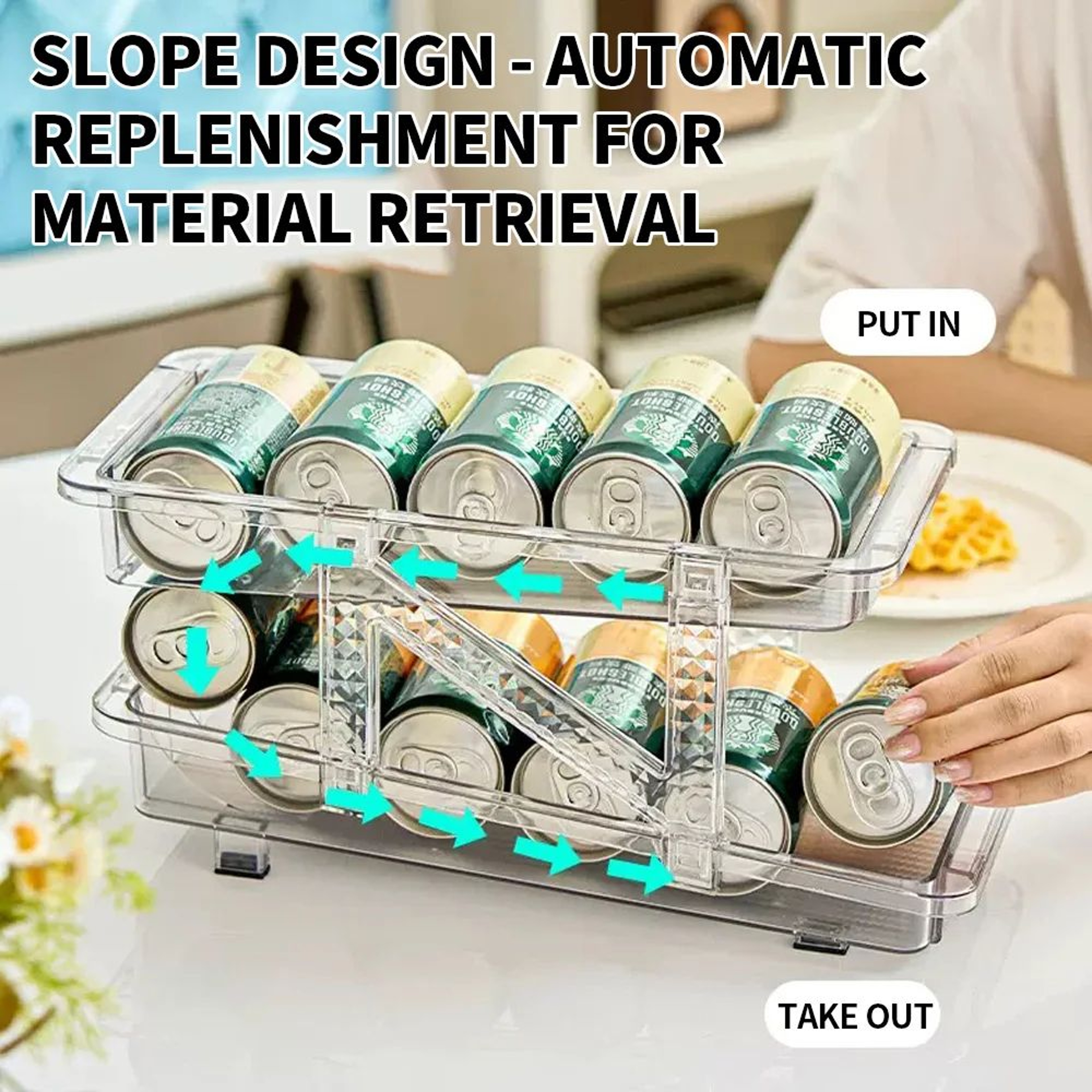 DoubleLayer Stretchable Can Organizer Rack  Transparent Beverage Storage Holder For Refrigerator  P 4