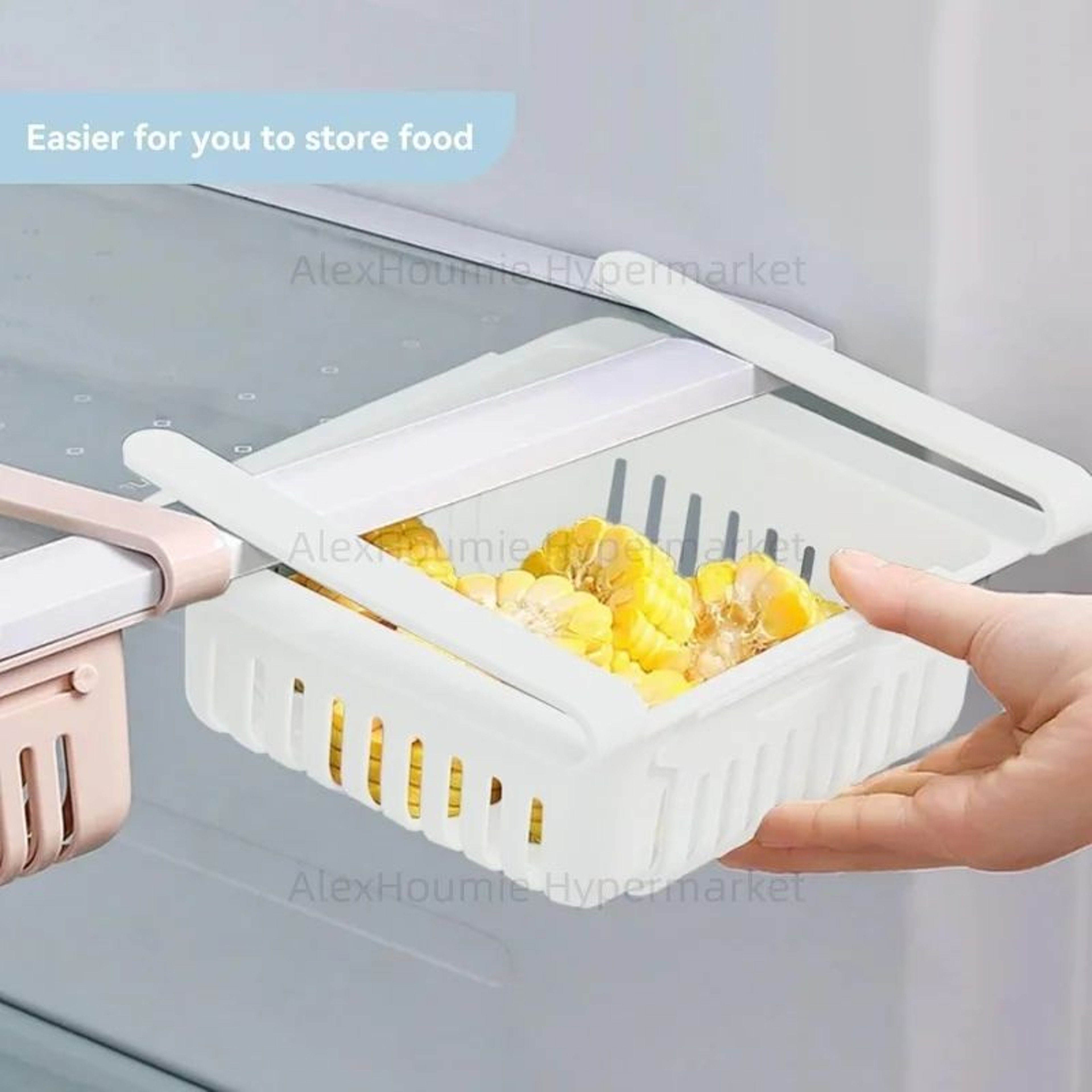 2Pack Adjustable Refrigerator Hanging Drawer Organizer  Retractable PullOut Plastic Fridge Storage  0