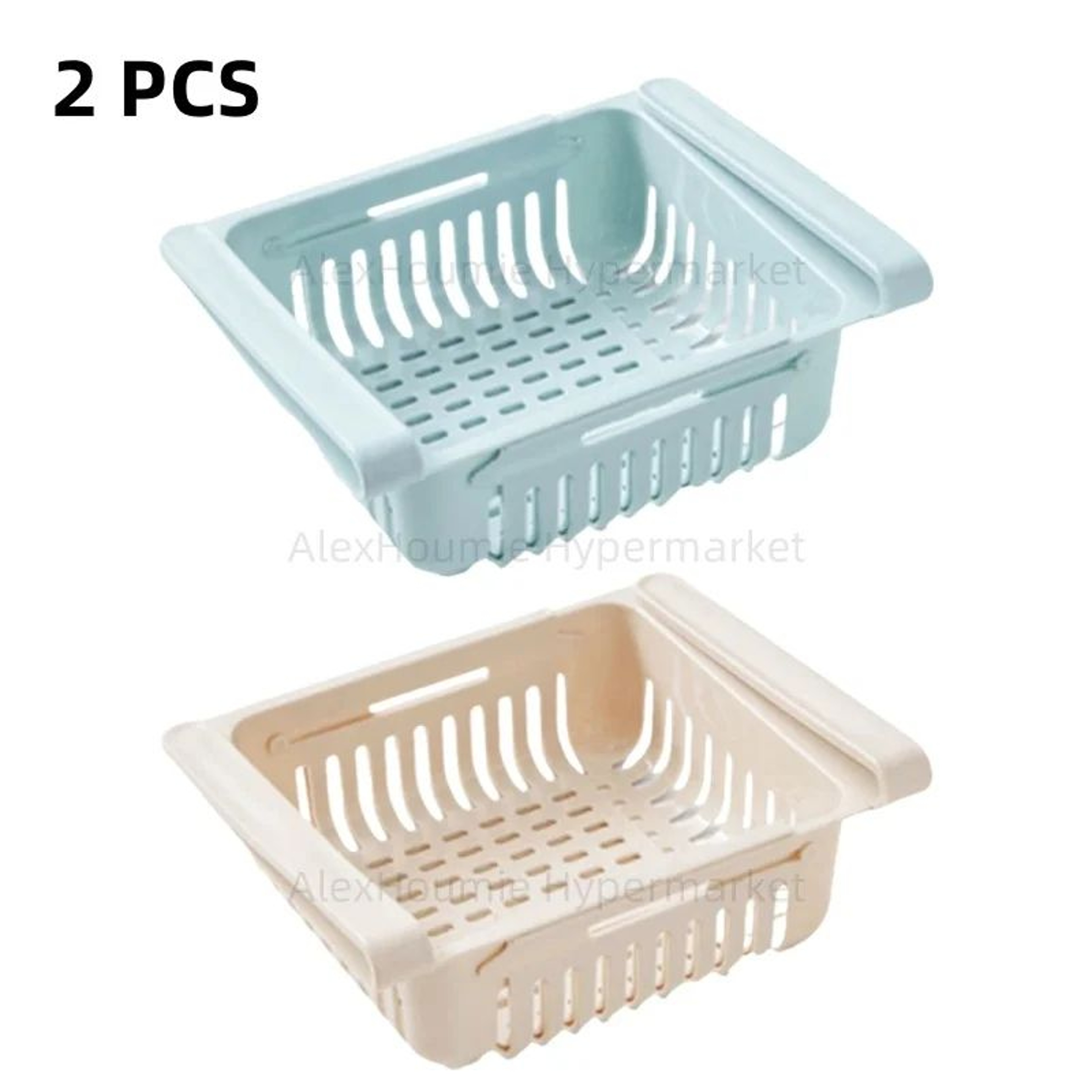 2Pack Adjustable Refrigerator Hanging Drawer Organizer  Retractable PullOut Plastic Fridge Storage  14