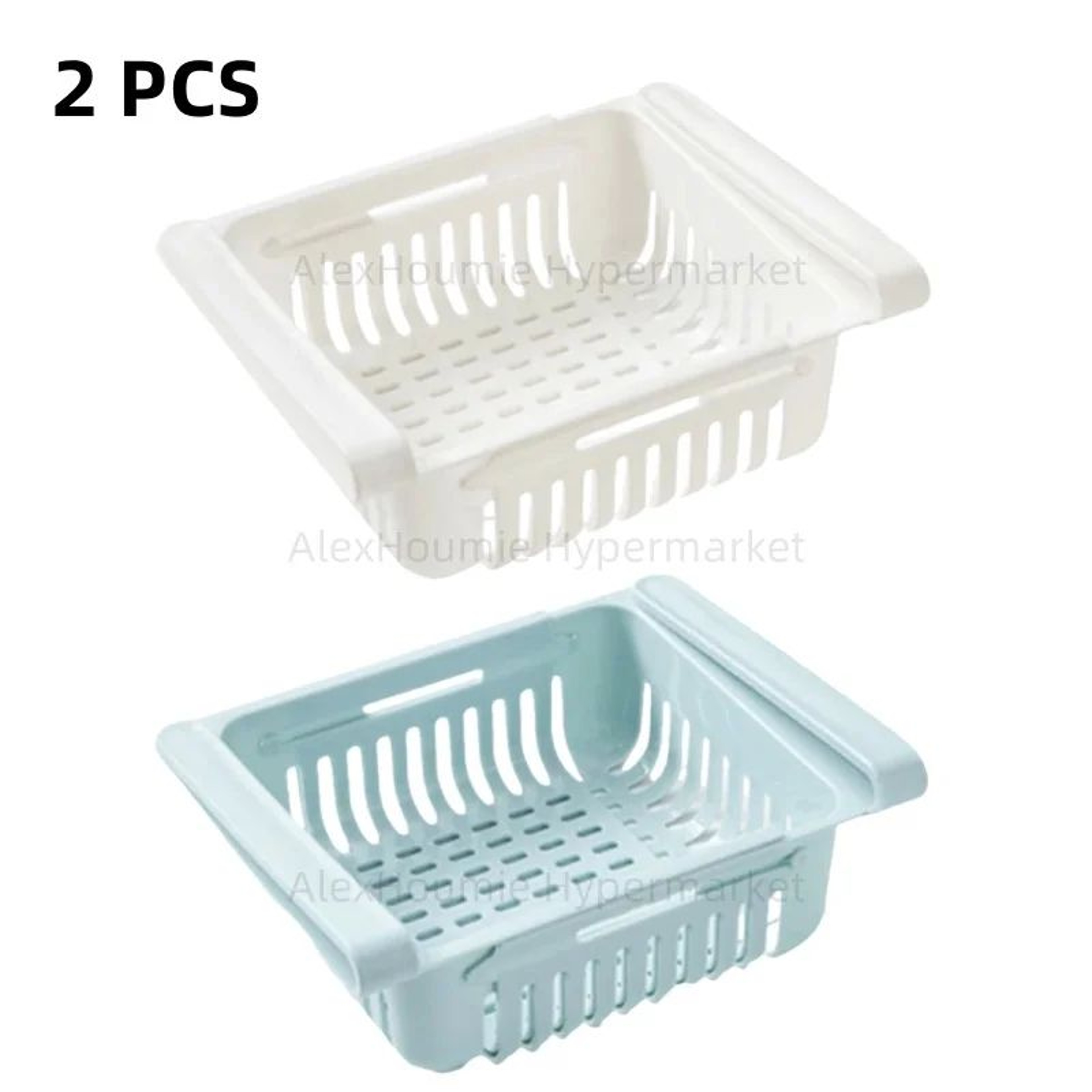 2Pack Adjustable Refrigerator Hanging Drawer Organizer  Retractable PullOut Plastic Fridge Storage  8