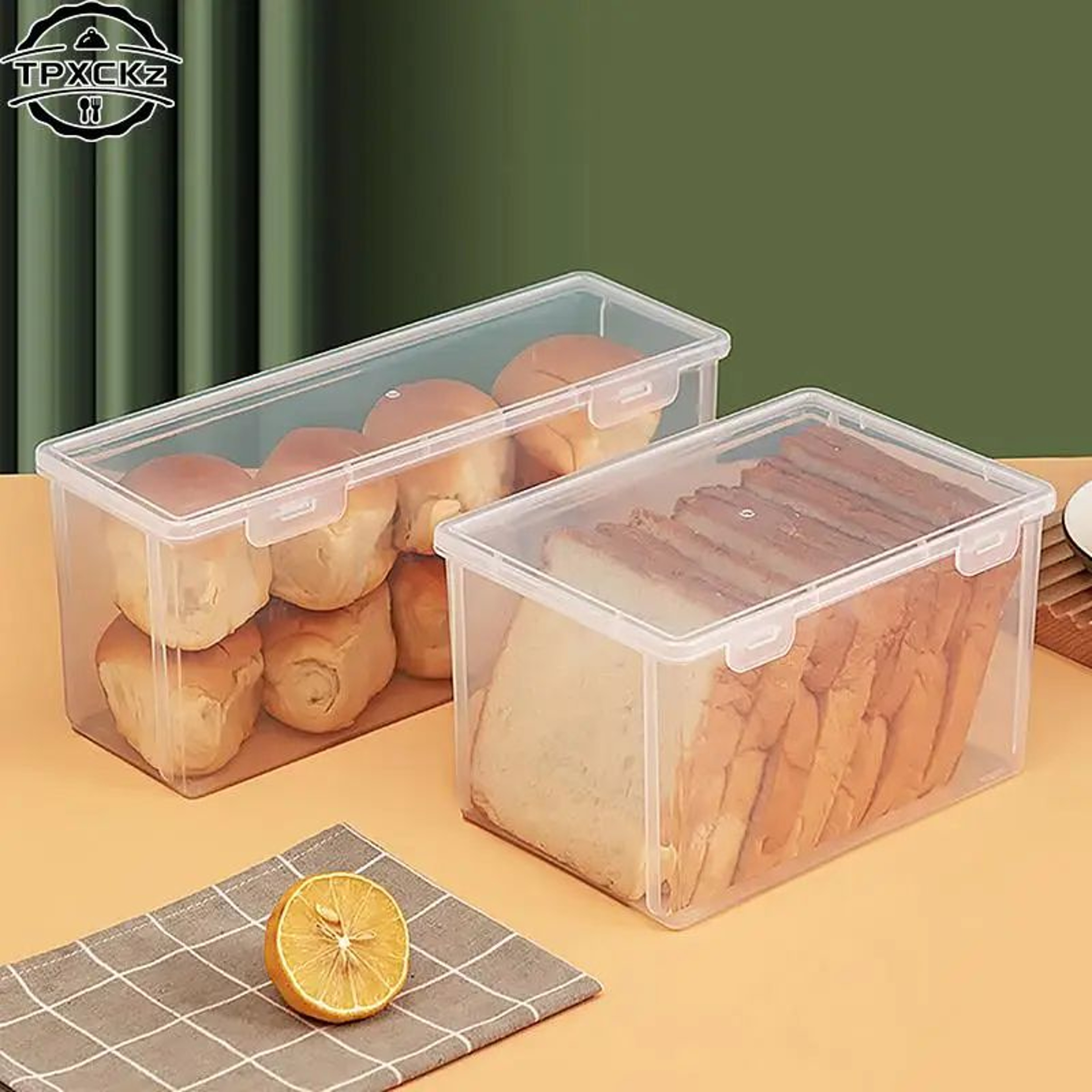 Clear Airtight Bread Storage Container  Plastic Bread Box For Kitchen Countertop Refrigerator  Bake 4