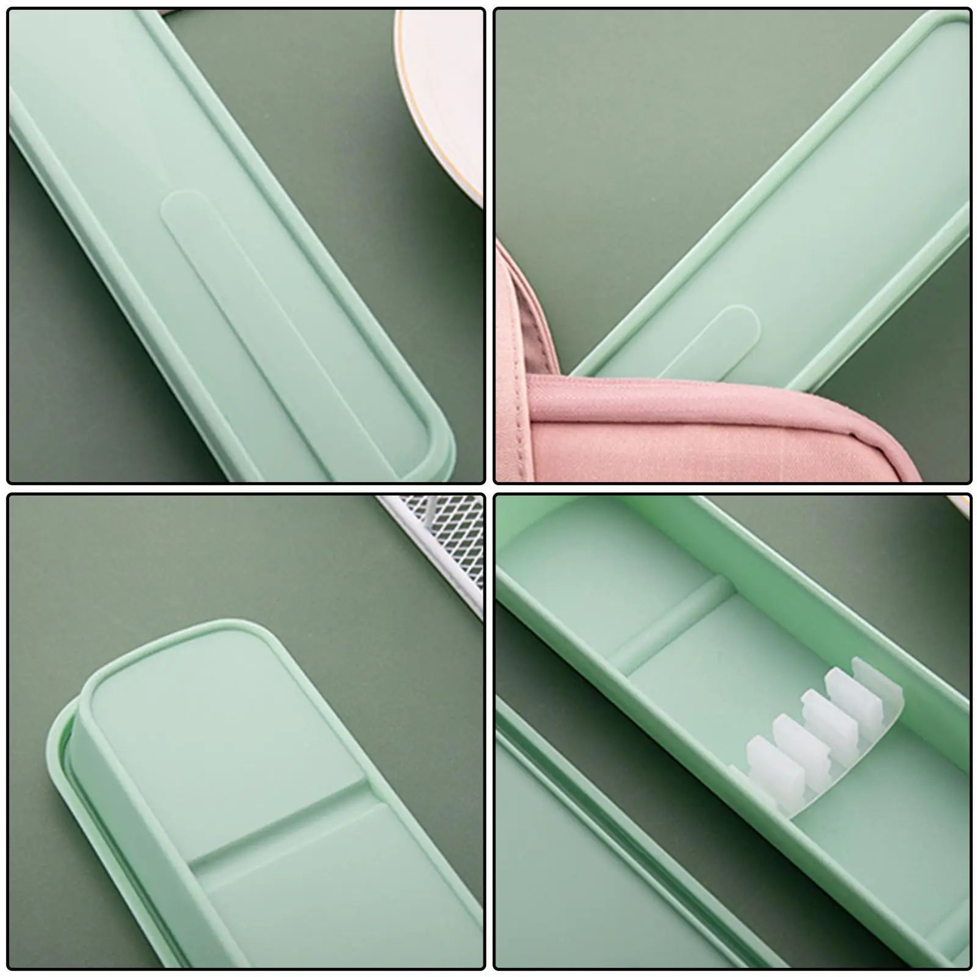 Portable Wheat Straw Cutlery Storage Case  Reusable Spoon  Fork Travel Utensil Box With Dustproof L 2