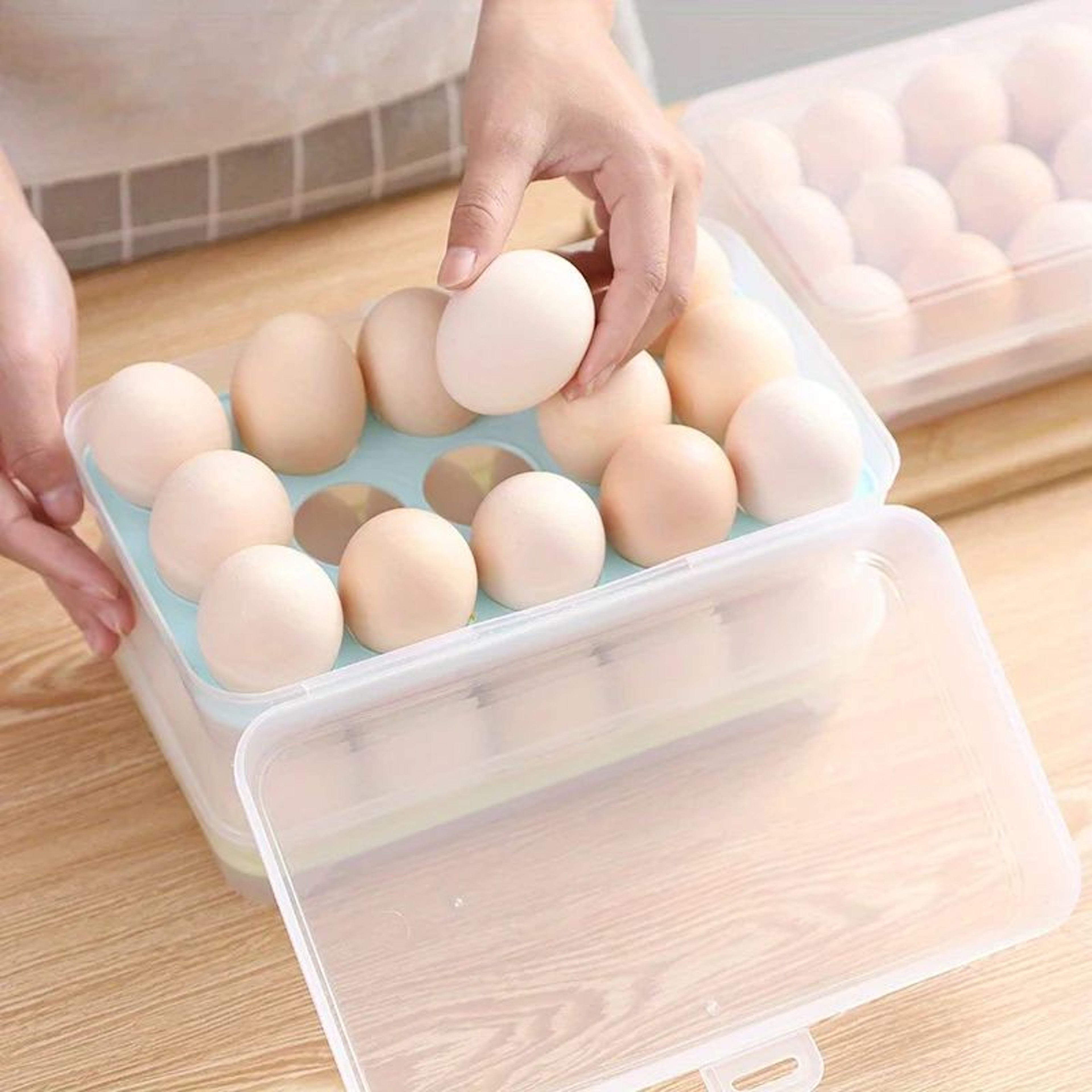 15Grid Egg Storage Container  Portable Refrigerator Egg Holder  Plastic Egg Organizer For Kitchen   0