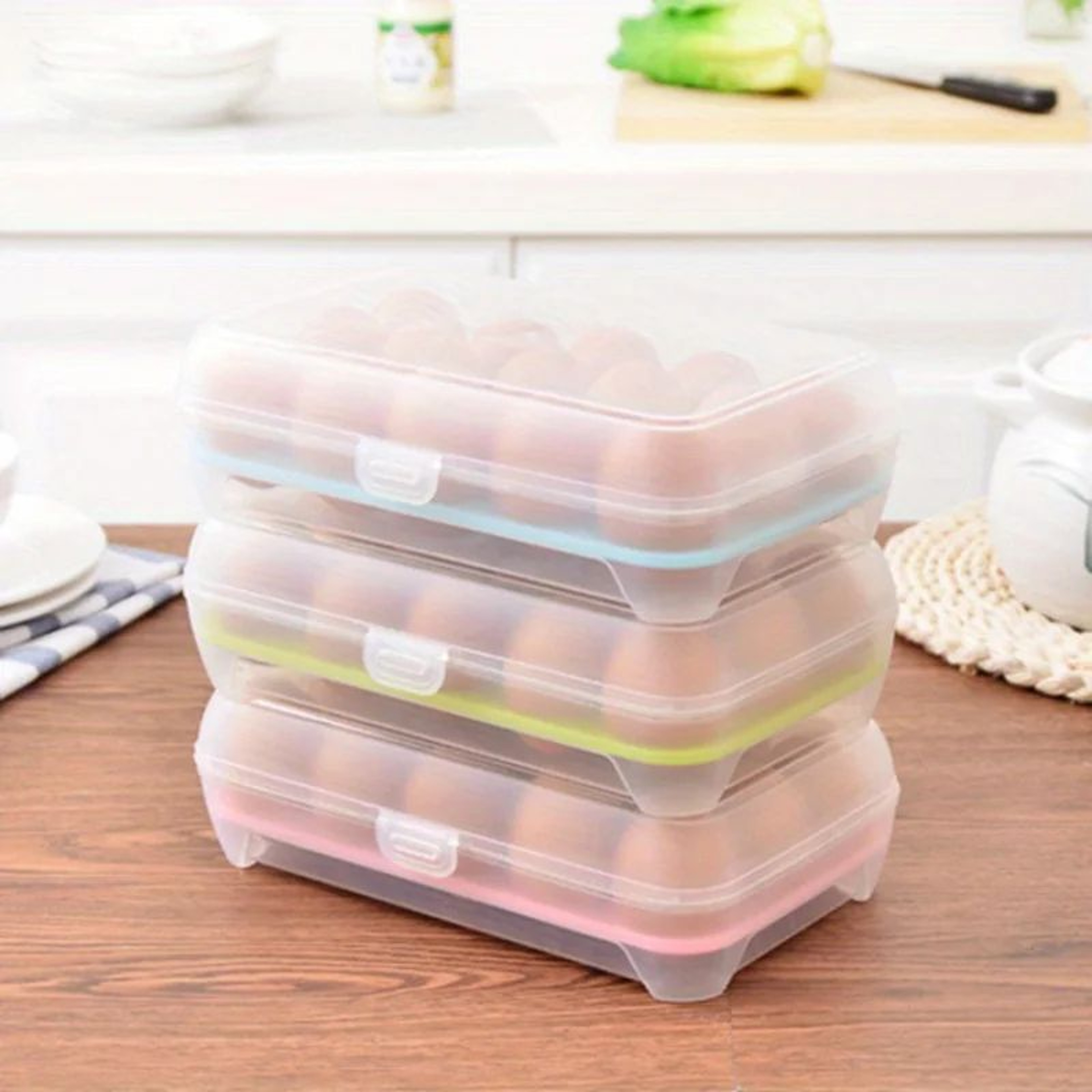 15Grid Egg Storage Container  Portable Refrigerator Egg Holder  Plastic Egg Organizer For Kitchen   3