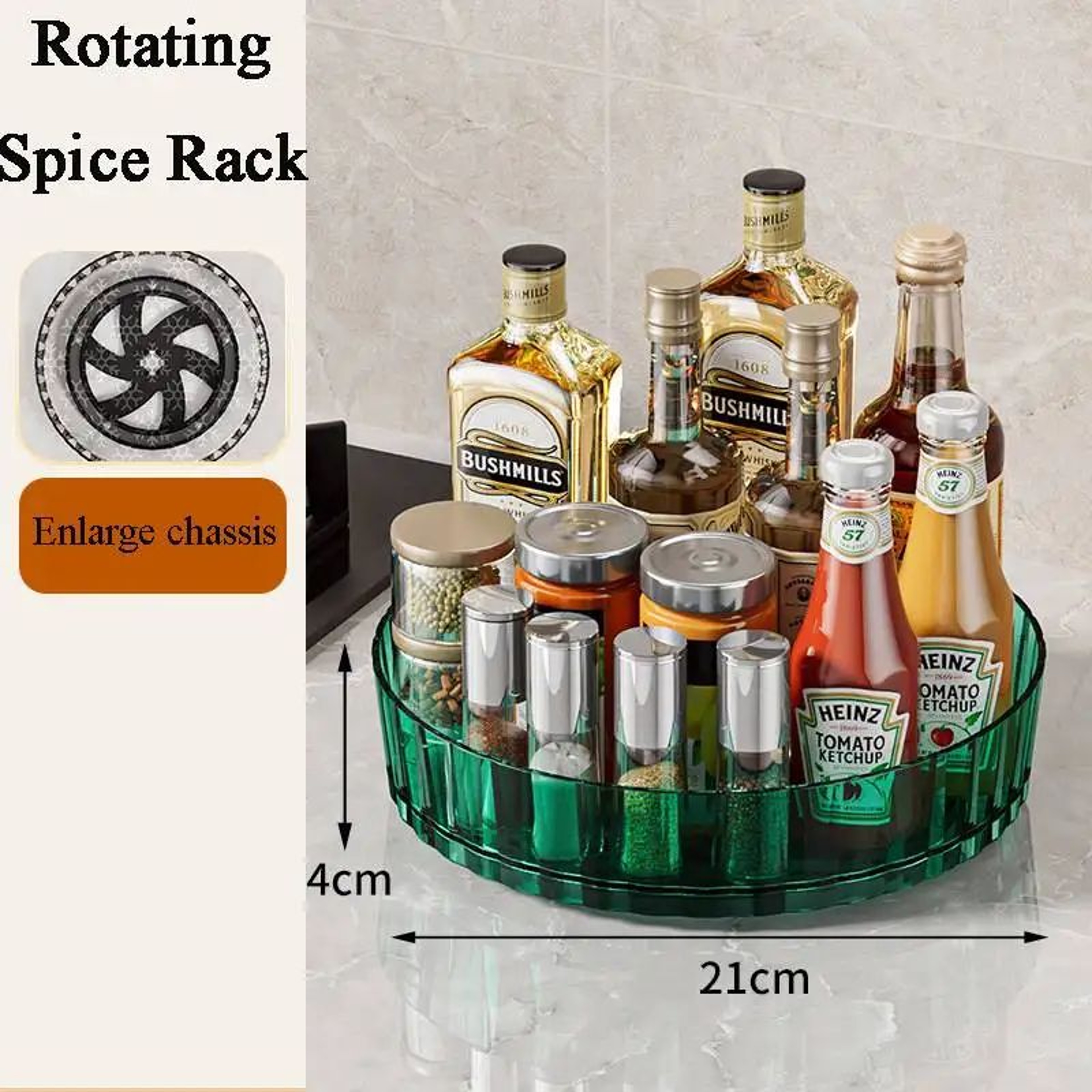 360 Rotating Spice Rack Organizer  NonSlip Lazy Susan Turntable Kitchen Cabinet Seasoning  Cosmetic 7