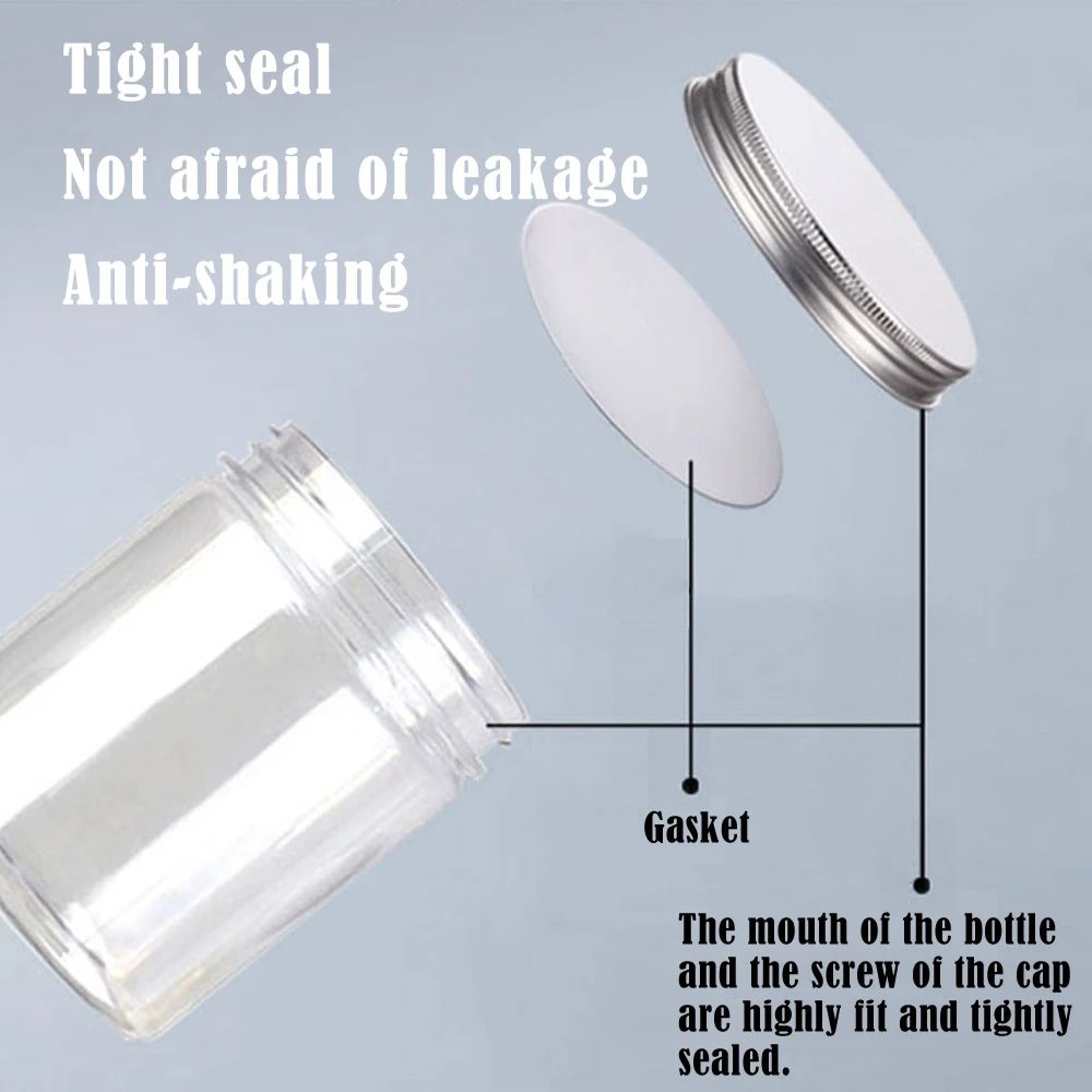 20250 ML Clear Plastic Storage Jars With Aluminum Lids  Airtight WideMouth Food Cosmetic  Travel Co