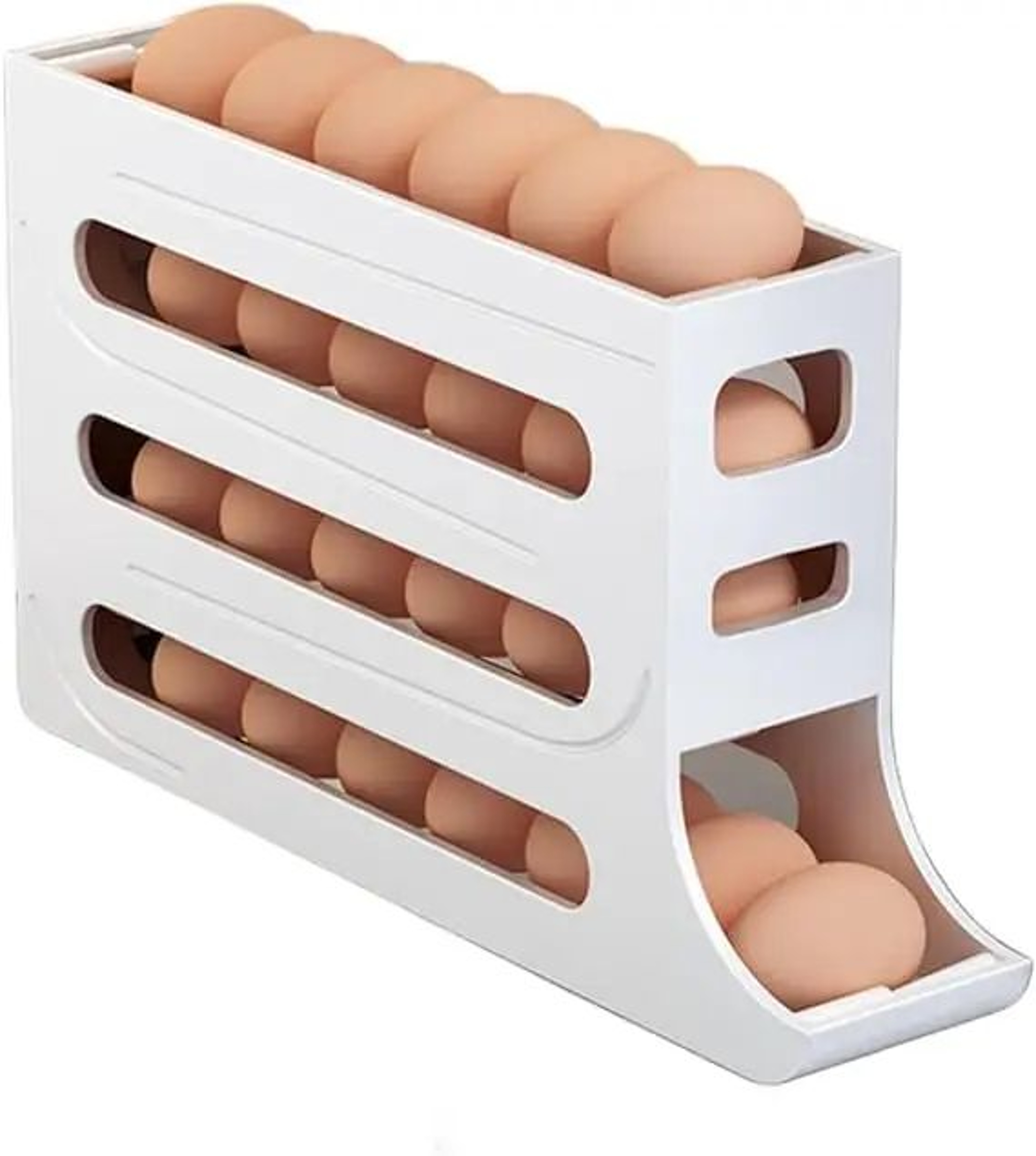 4Tier Egg Holder For Fridge  Automatic Egg Rolling Rack 30Egg Plastic Storage Organizer For Refrige 7