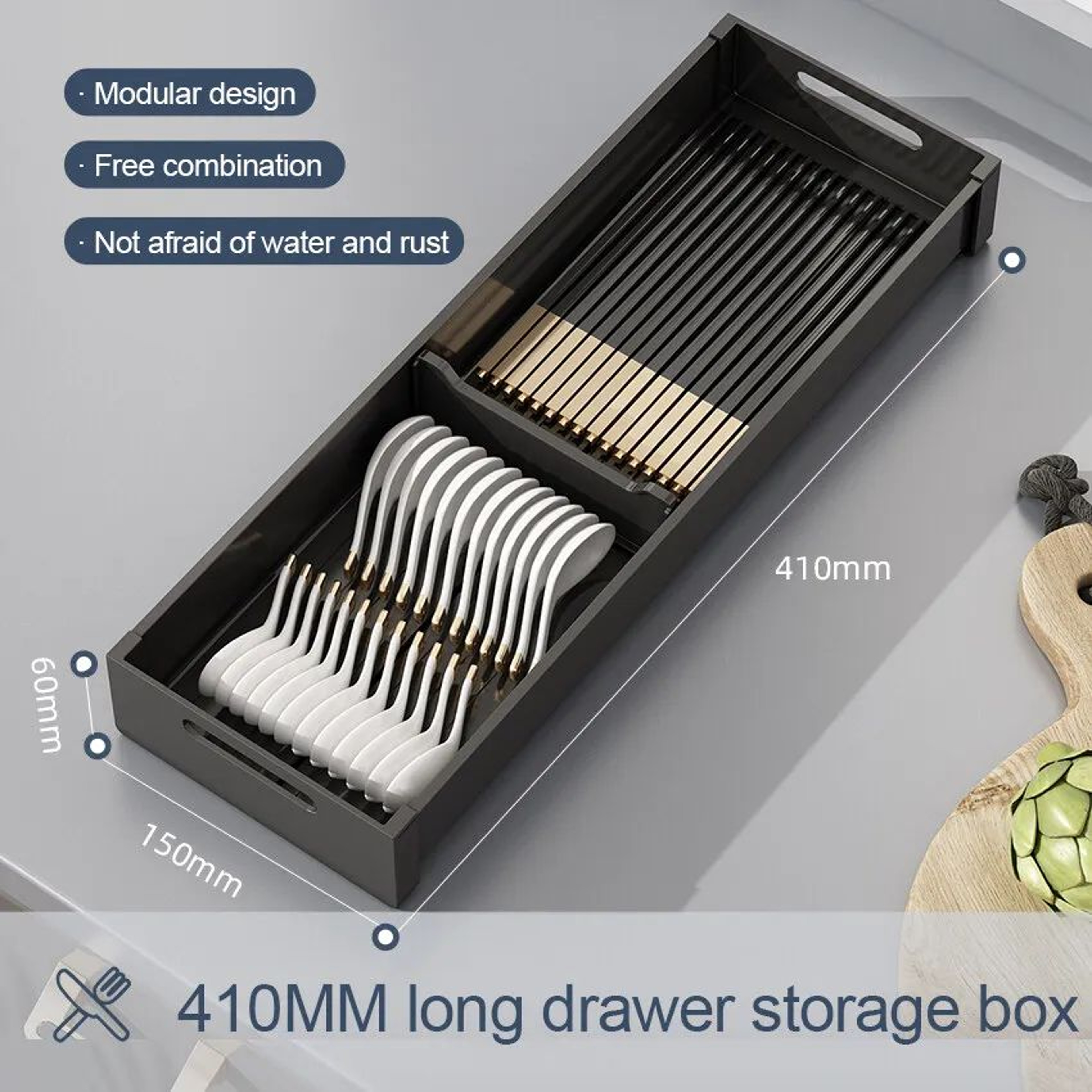 Adjustable Kitchen Dish Rack  Retractable Under Cabinet Dish Drying Rack With Spoon  Chopsticks Sto 7