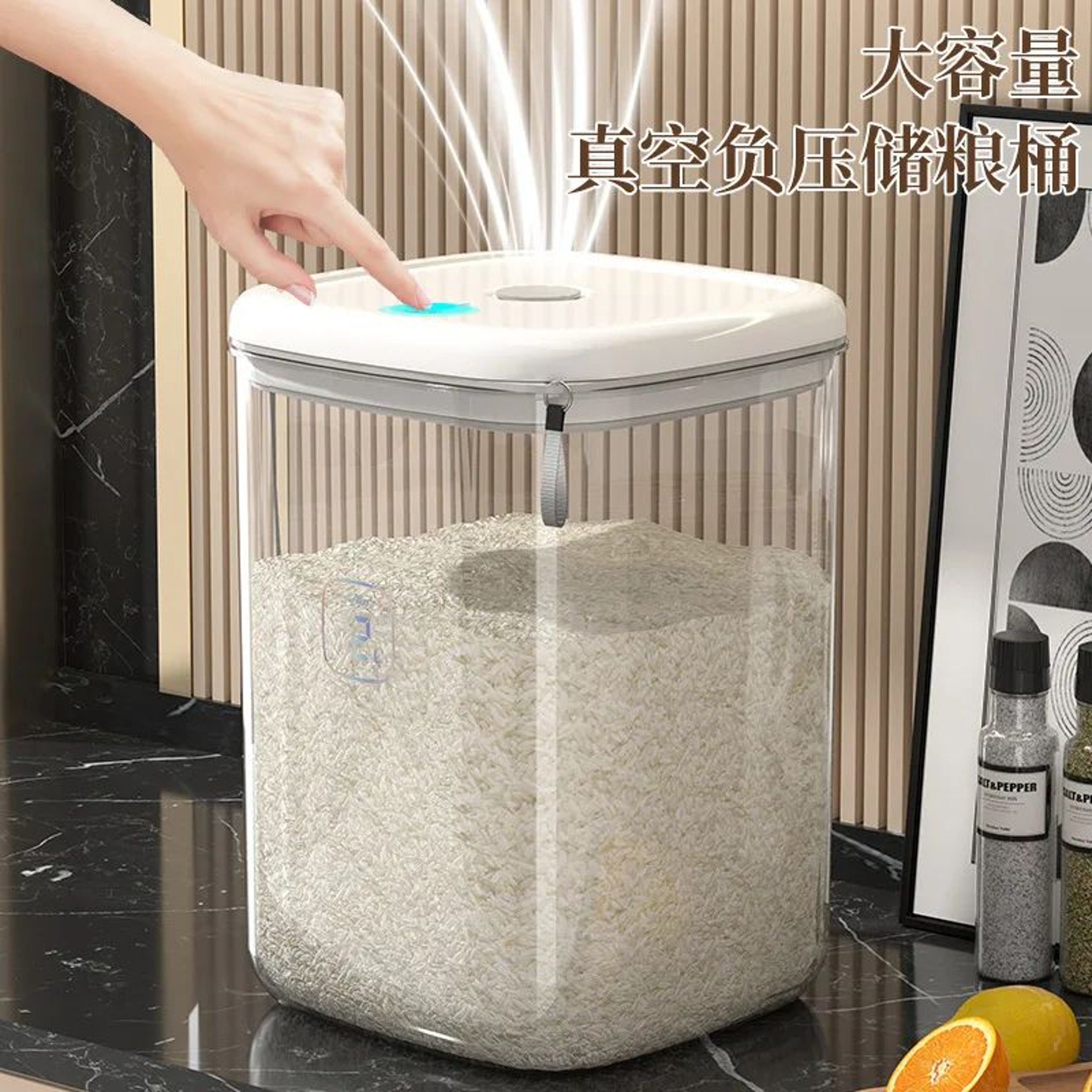 Large Capacity Rice Storage Container  Airtight Grain Storage Bin With MoistureProof Lid For Kitche 1
