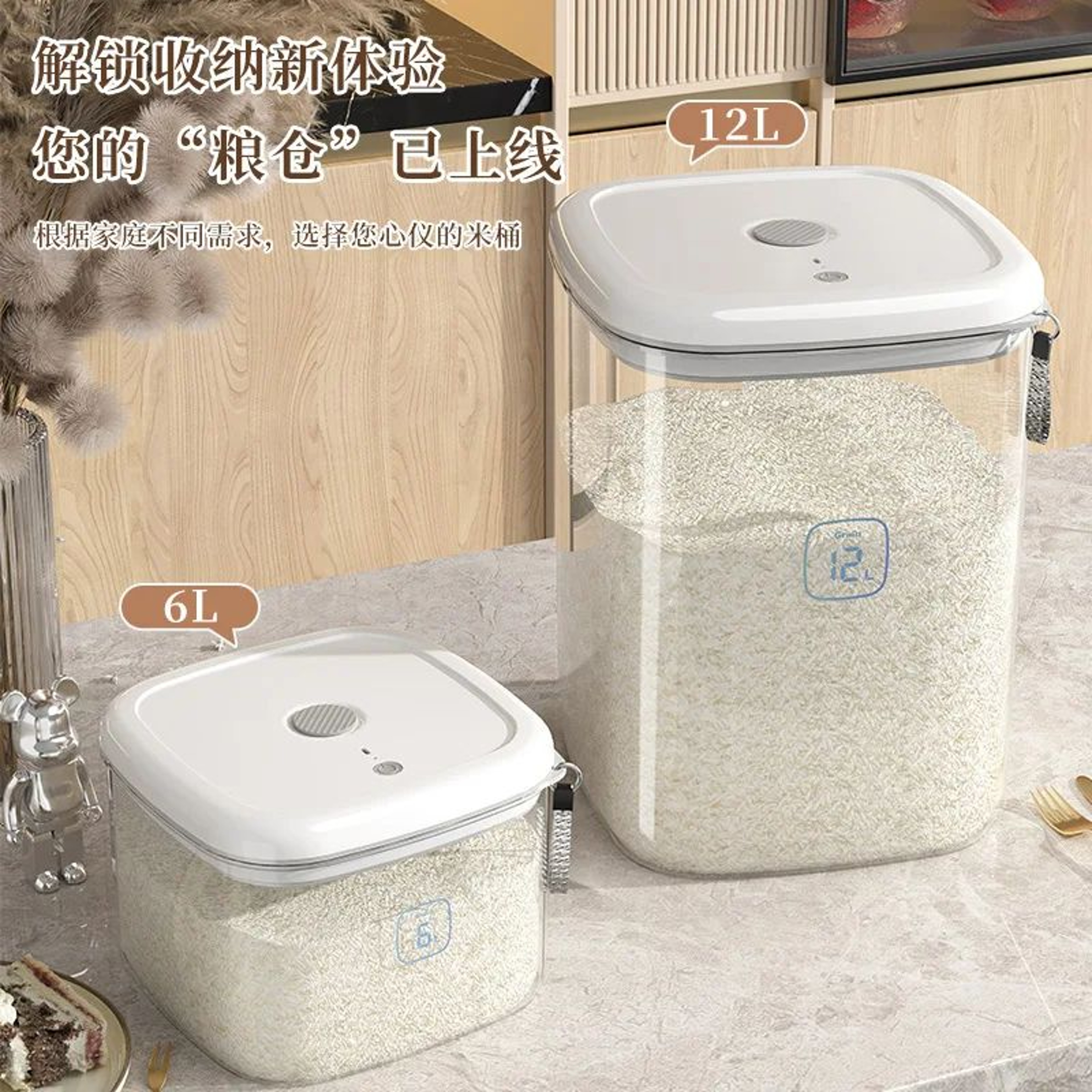 Large Capacity Rice Storage Container  Airtight Grain Storage Bin With MoistureProof Lid For Kitche 3